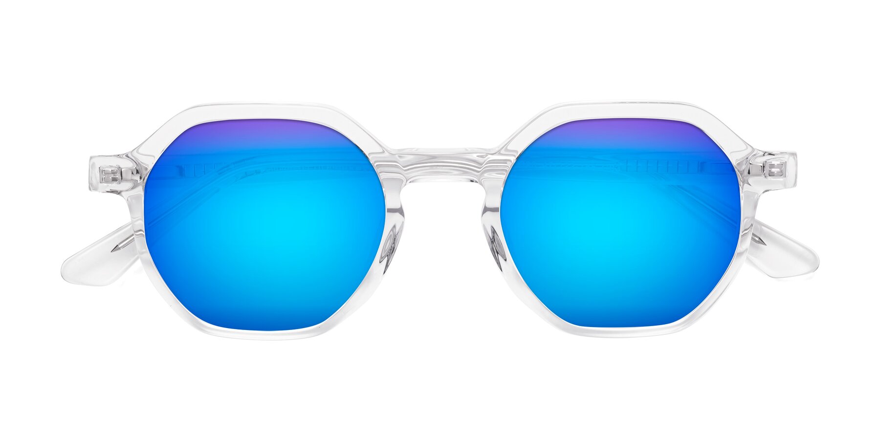 Folded Front of Lucian in Clear with Blue Mirrored Lenses