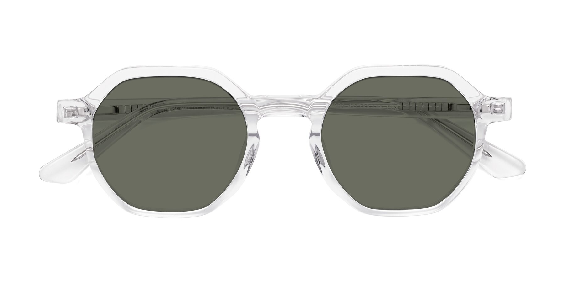 Folded Front of Lucian in Clear with Gray Polarized Lenses