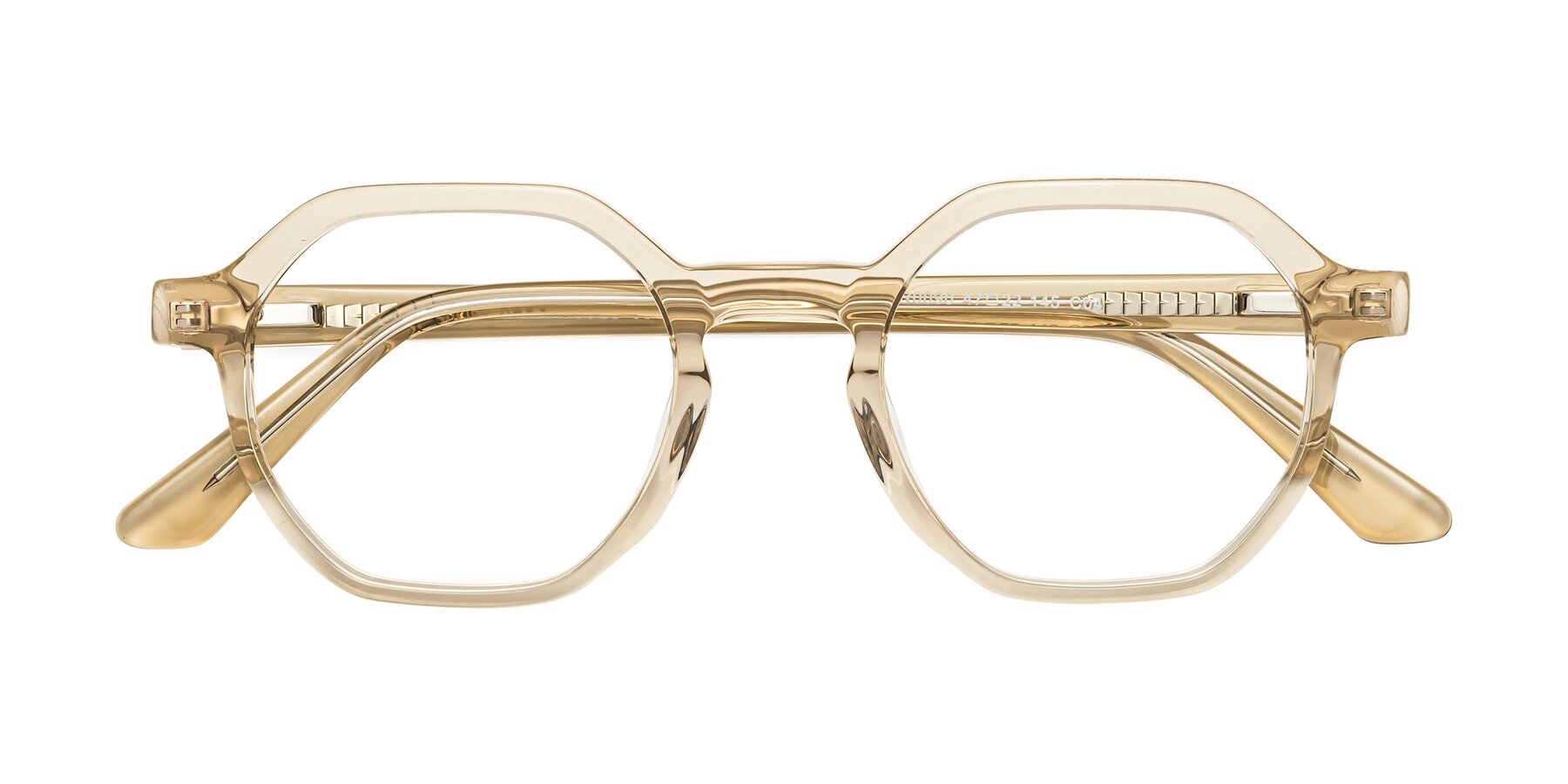 Folded Front of Lucian in Champagne with Clear Blue Light Blocking Lenses