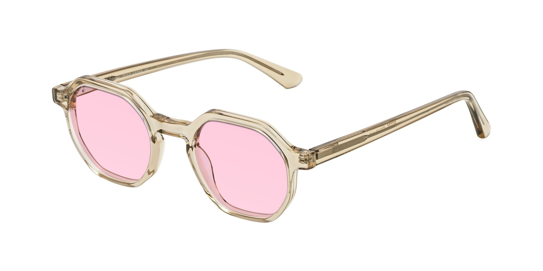 Angle of Lucian in Champagne with Light Pink Tinted Lenses