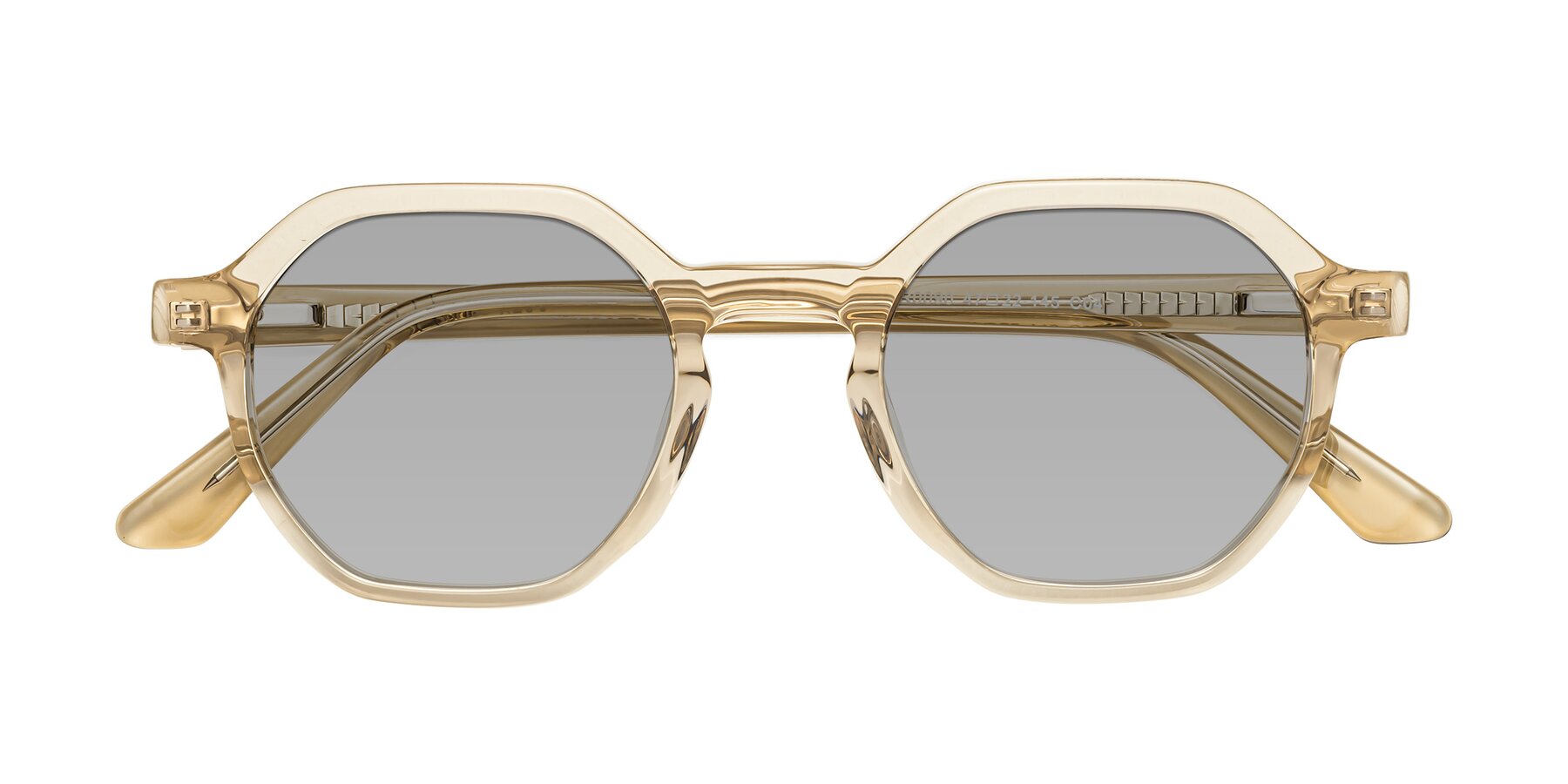 Folded Front of Lucian in Champagne with Light Gray Tinted Lenses