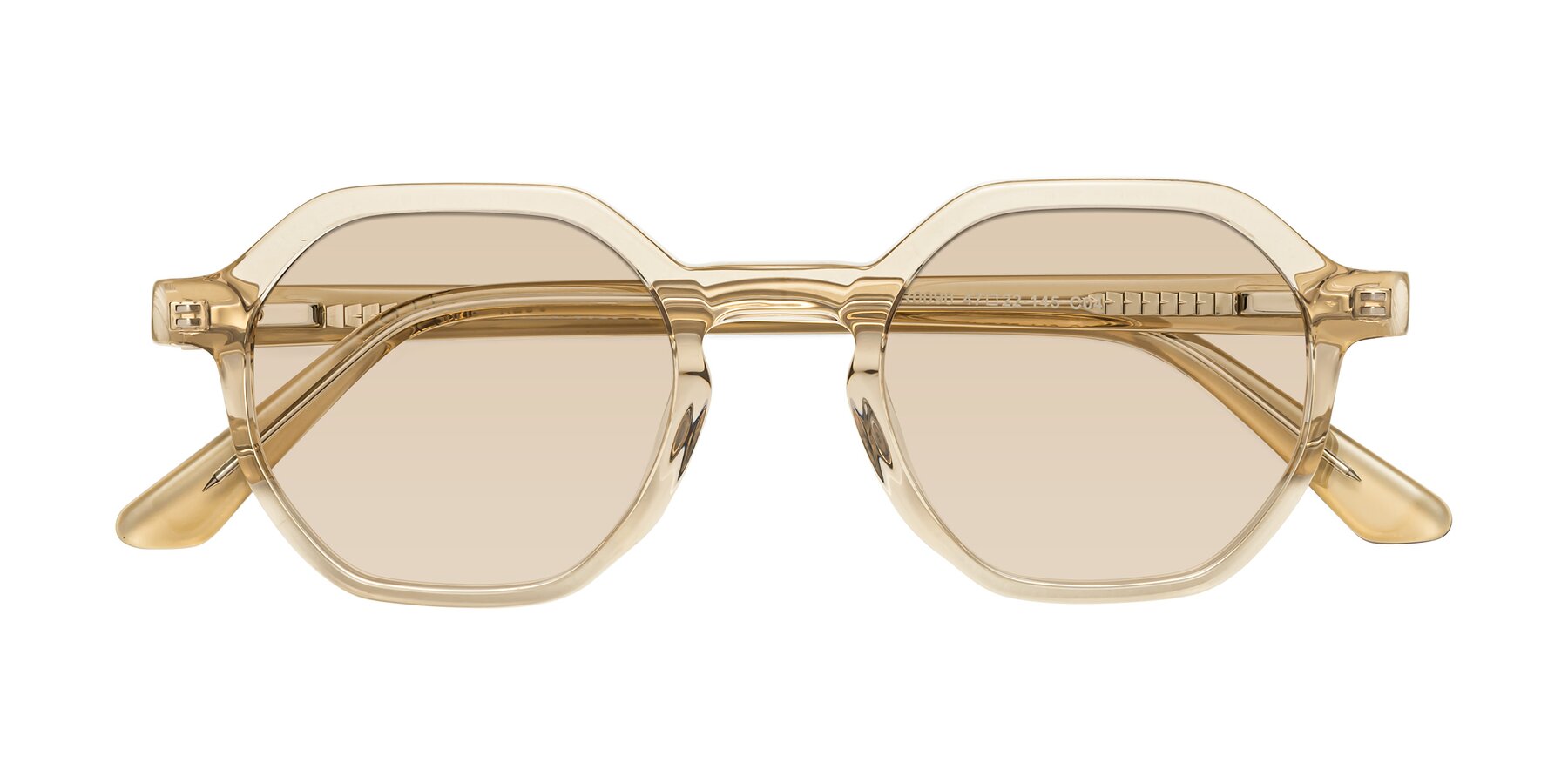 Folded Front of Lucian in Champagne with Light Brown Tinted Lenses