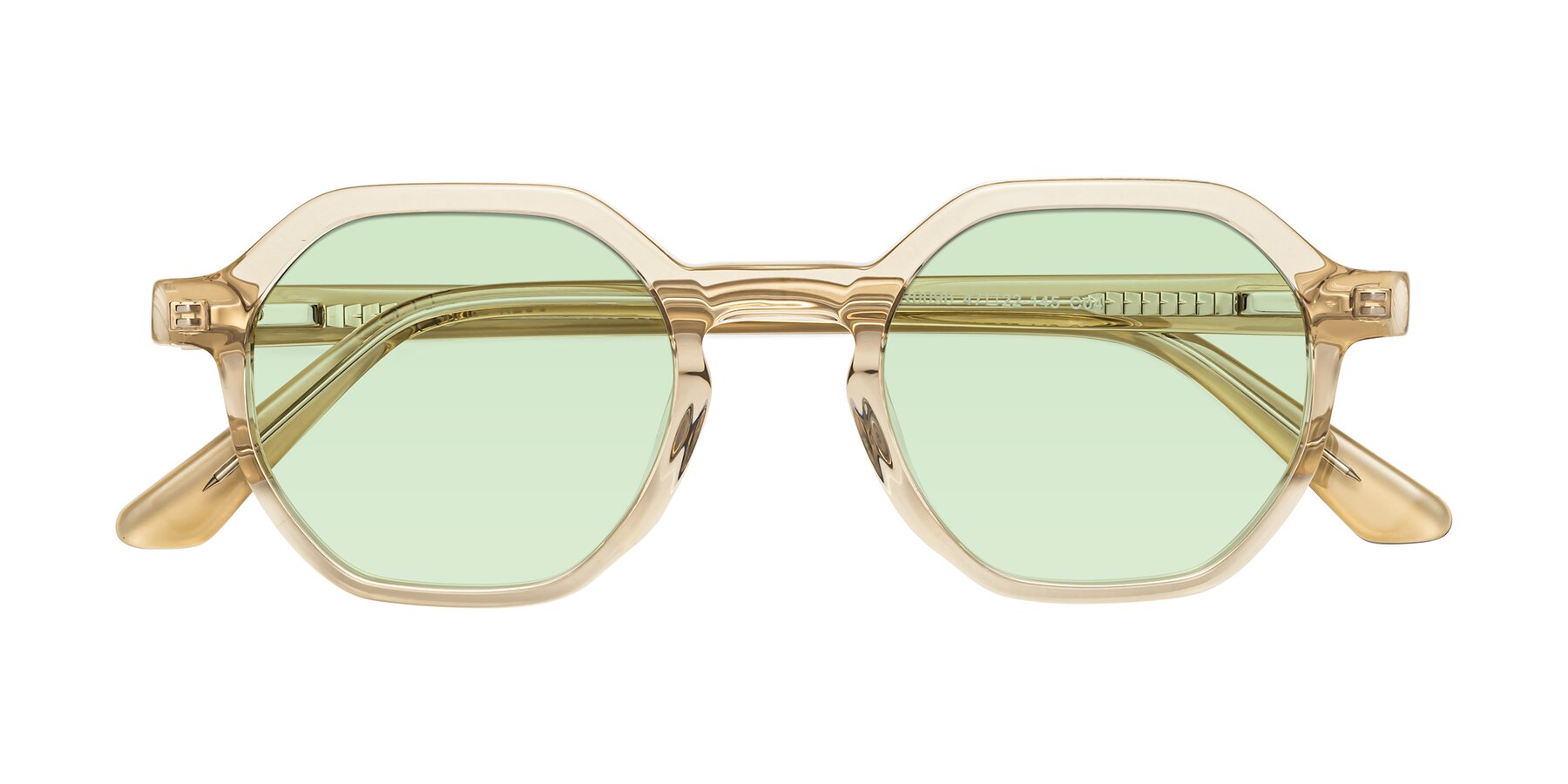 Folded Front of Lucian in Champagne with Light Green Tinted Lenses