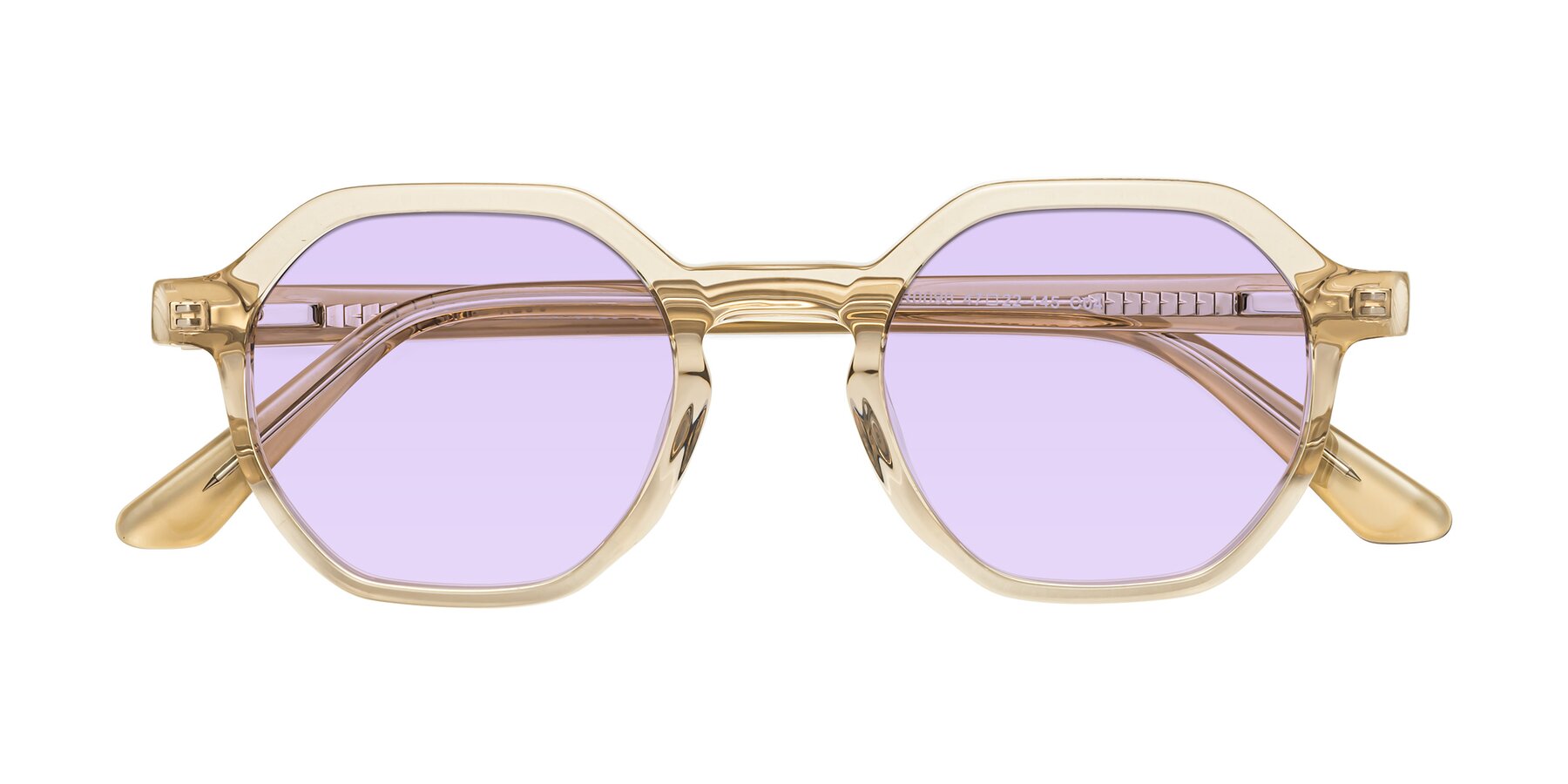 Folded Front of Lucian in Champagne with Light Purple Tinted Lenses