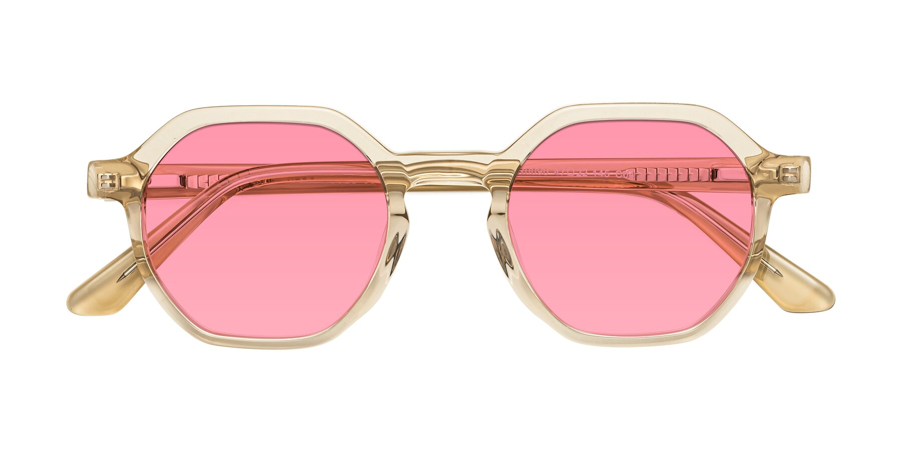 Folded Front of Lucian in Champagne with Pink Tinted Lenses