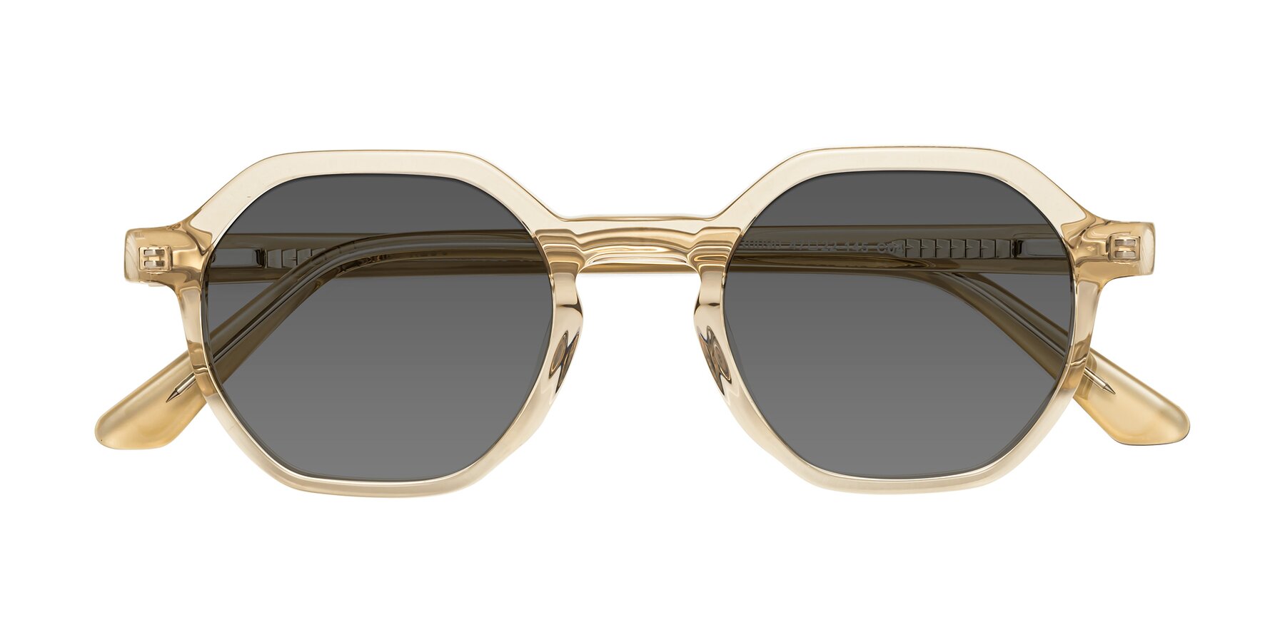 Folded Front of Lucian in Champagne with Medium Gray Tinted Lenses