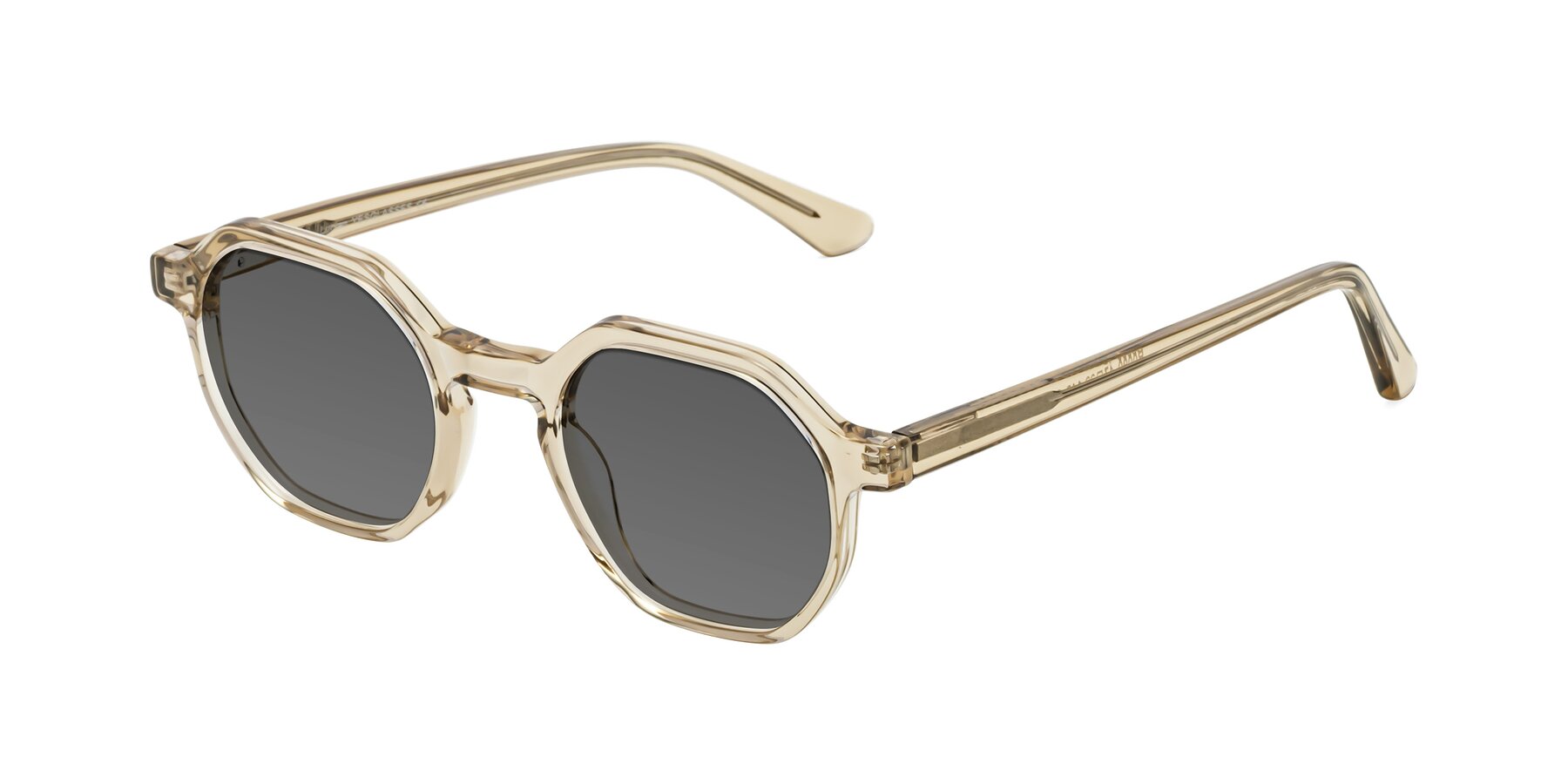 Angle of Lucian in Champagne with Medium Gray Tinted Lenses
