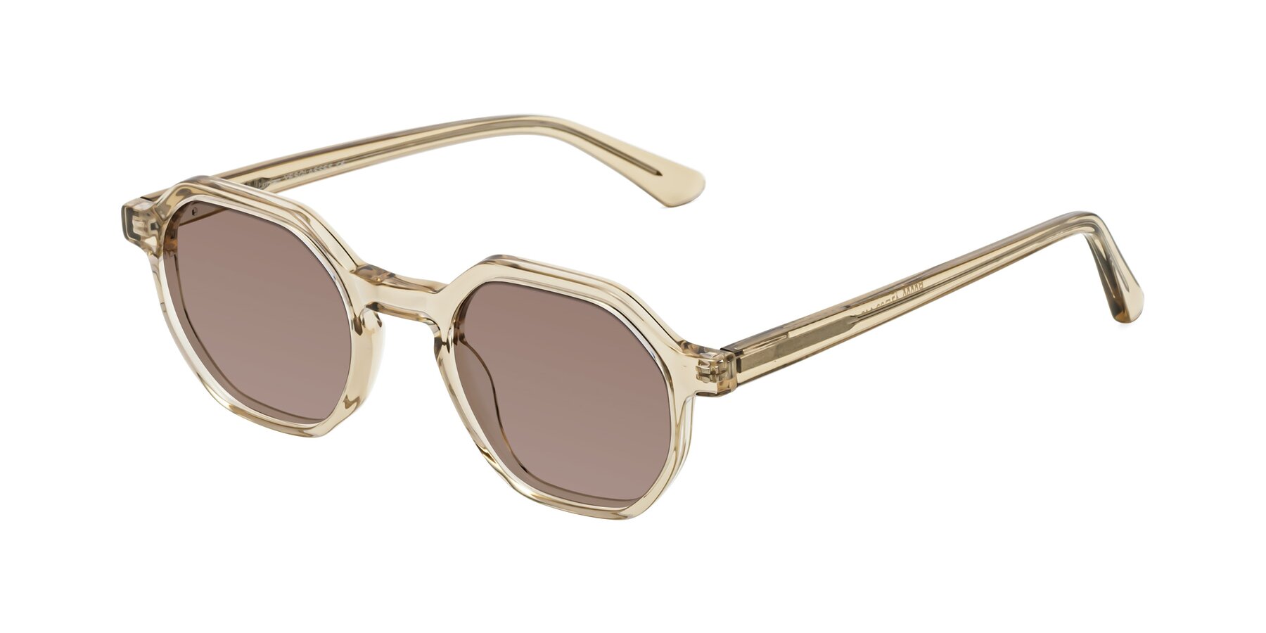 Angle of Lucian in Champagne with Medium Brown Tinted Lenses