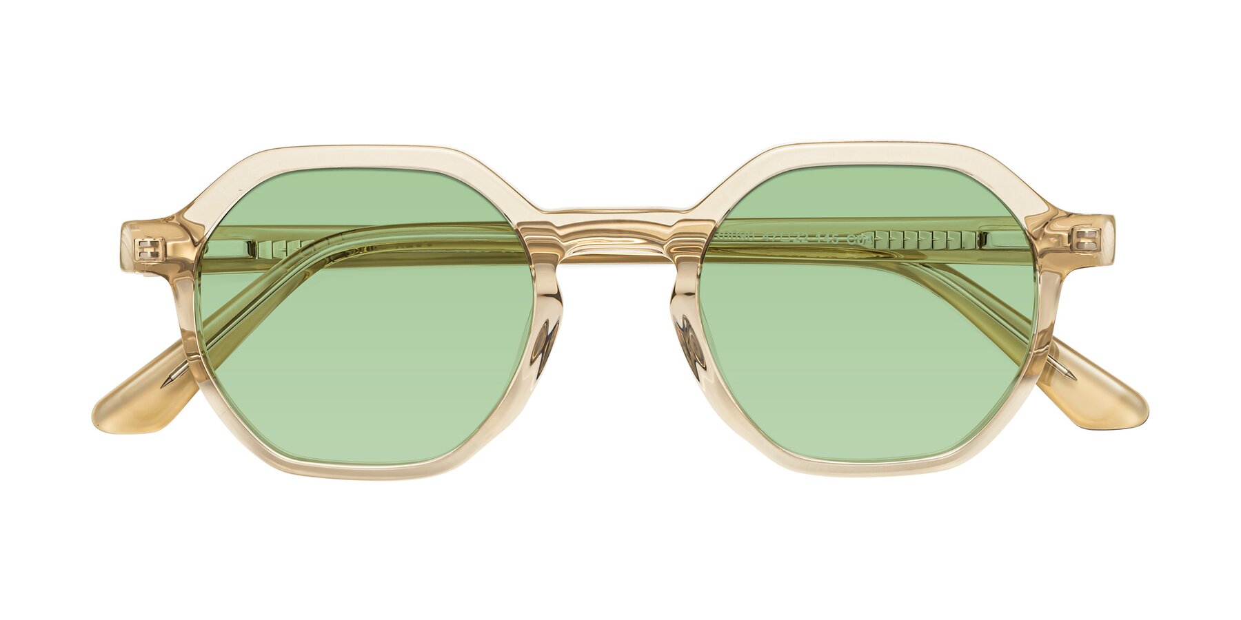 Folded Front of Lucian in Champagne with Medium Green Tinted Lenses
