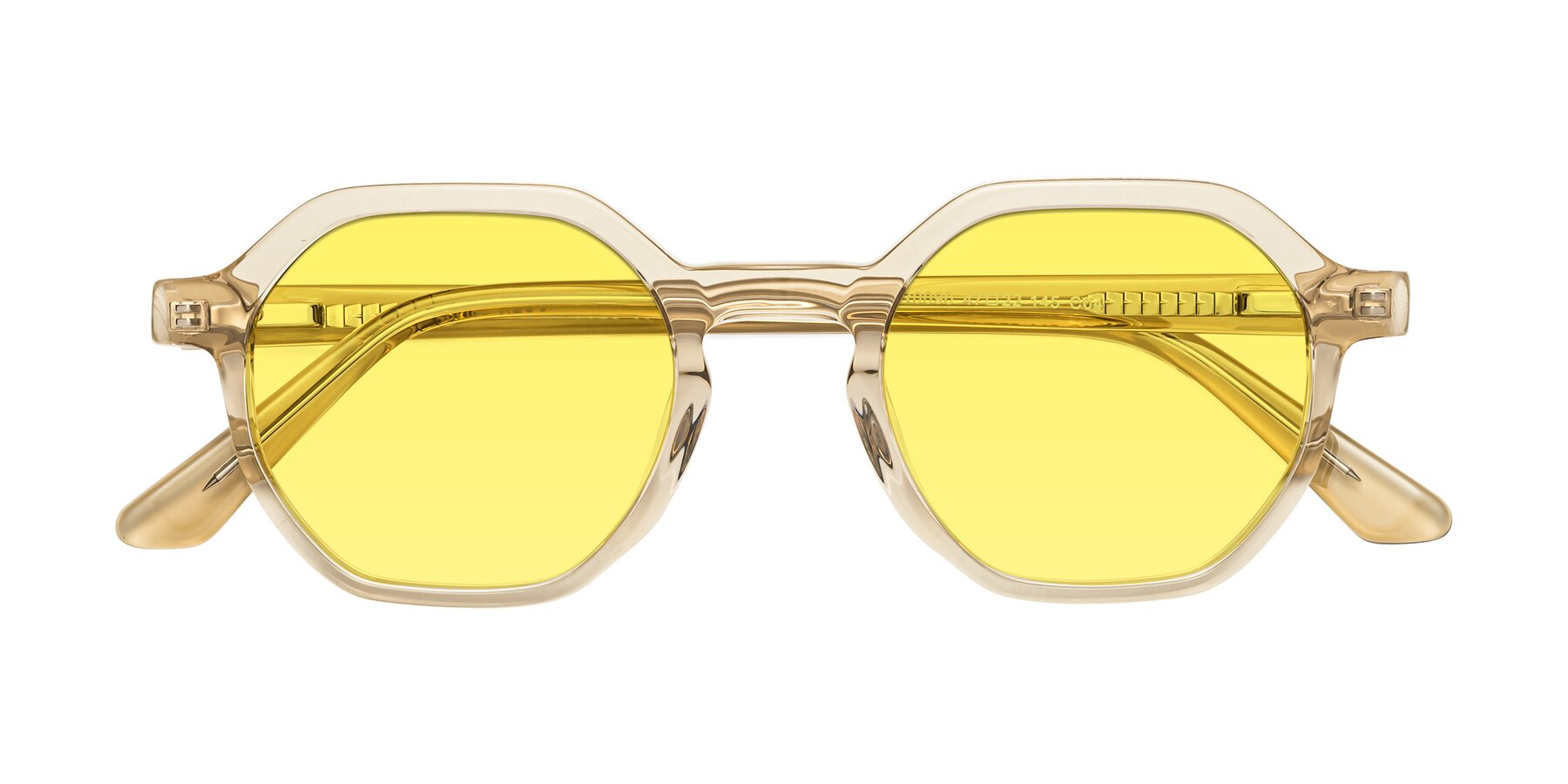 Folded Front of Lucian in Champagne with Medium Yellow Tinted Lenses