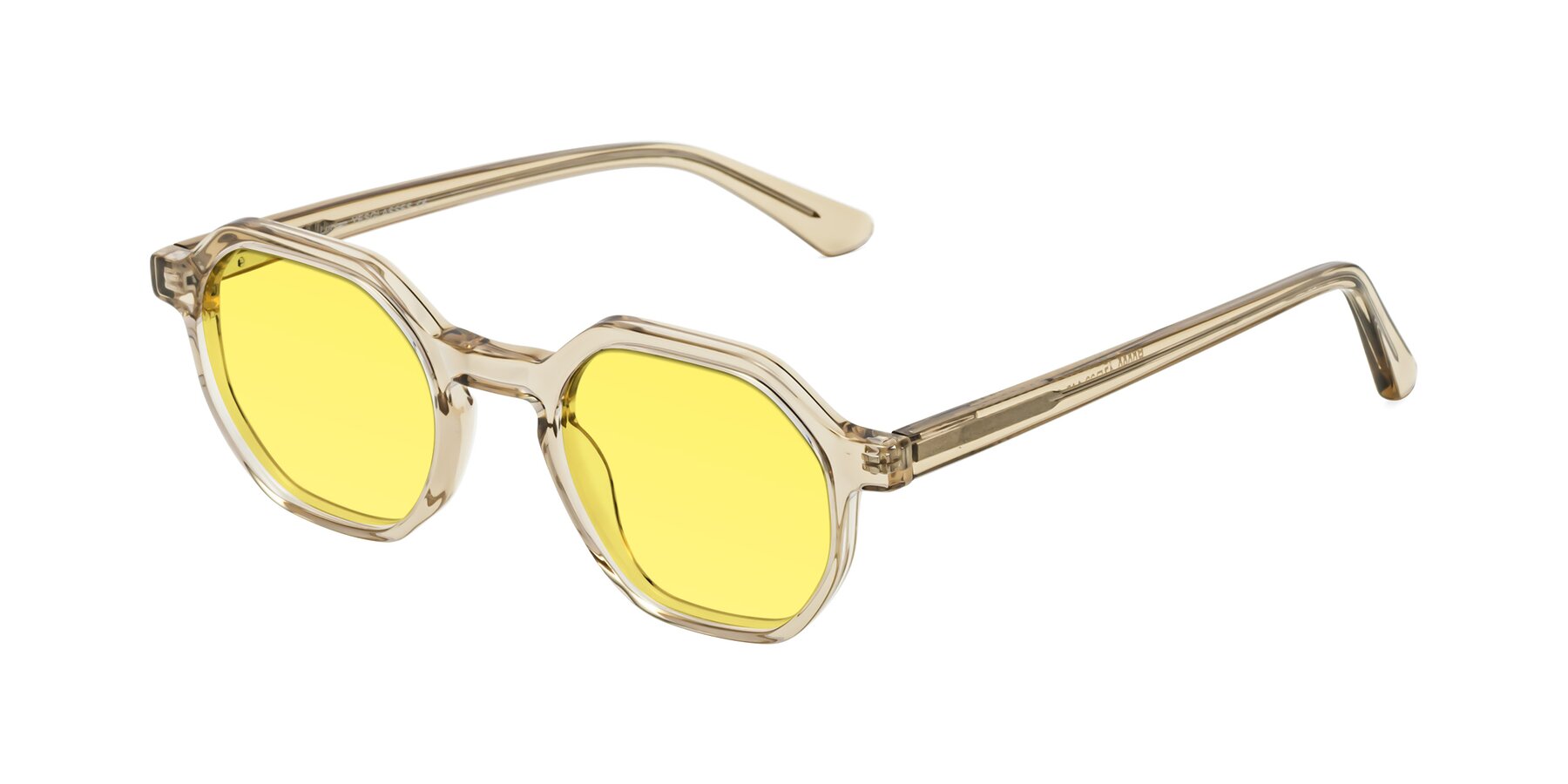 Angle of Lucian in Champagne with Medium Yellow Tinted Lenses