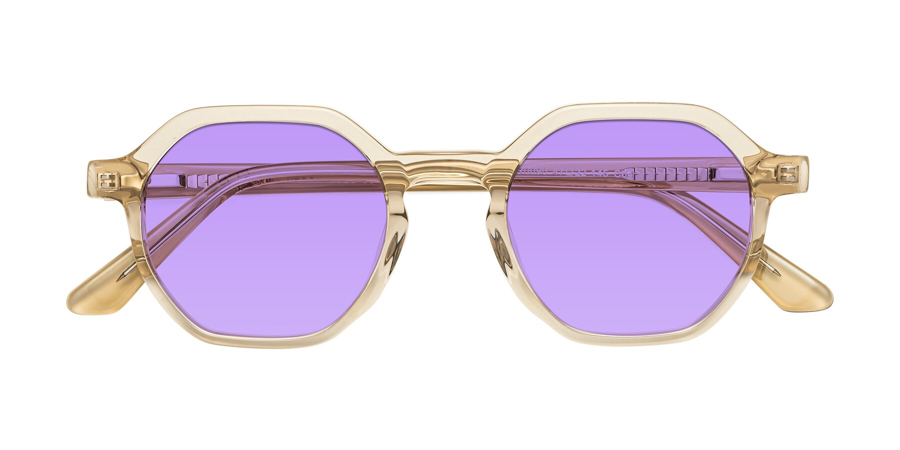 Folded Front of Lucian in Champagne with Medium Purple Tinted Lenses