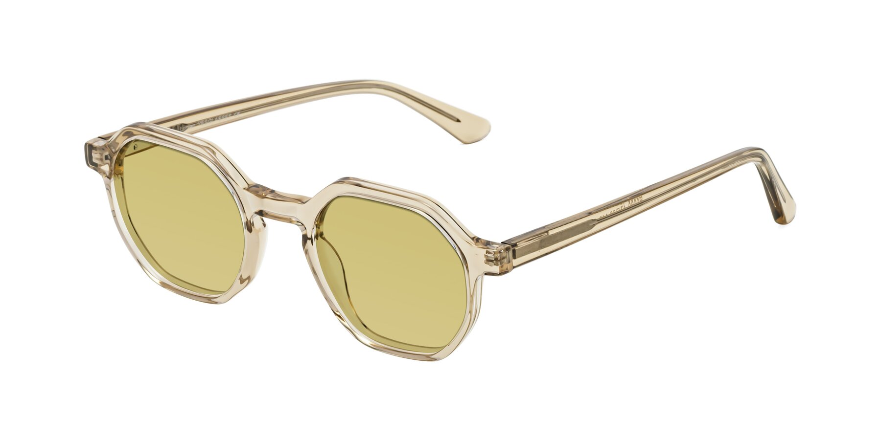Angle of Lucian in Champagne with Medium Champagne Tinted Lenses