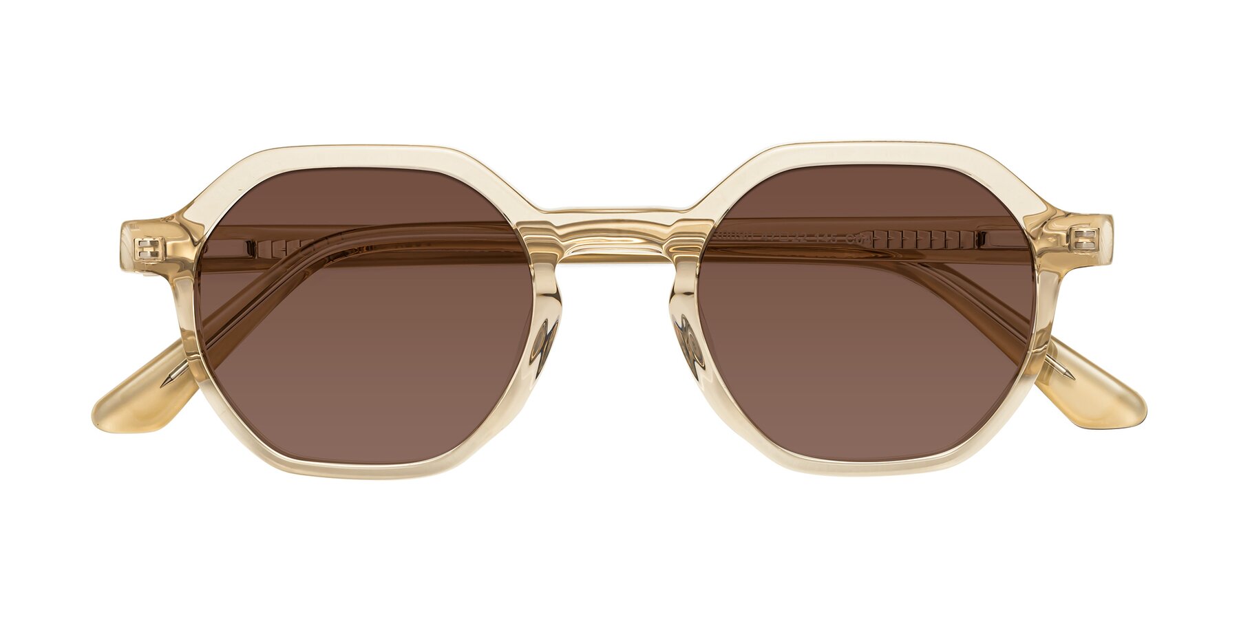 Folded Front of Lucian in Champagne with Brown Tinted Lenses