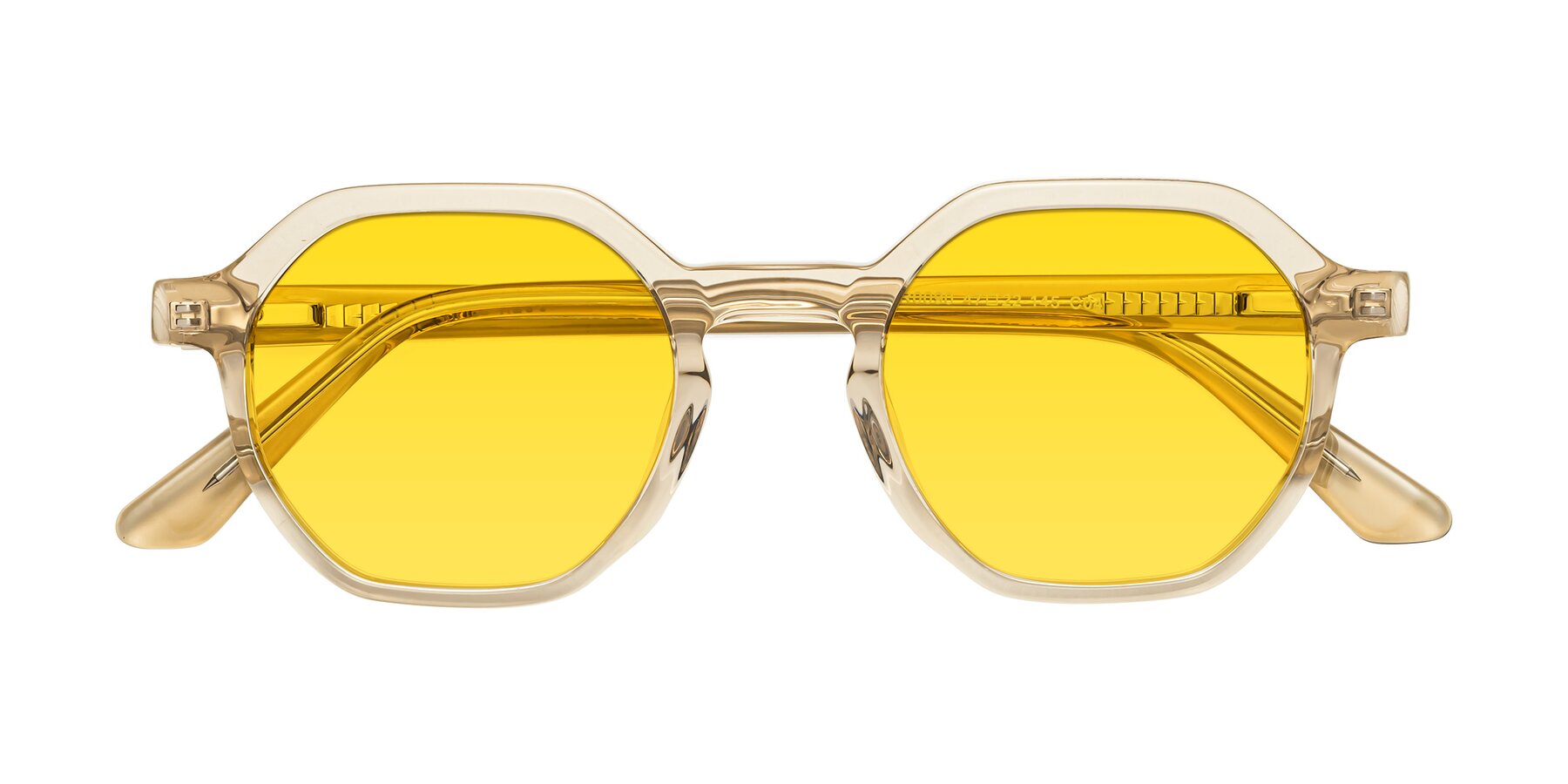Folded Front of Lucian in Champagne with Yellow Tinted Lenses