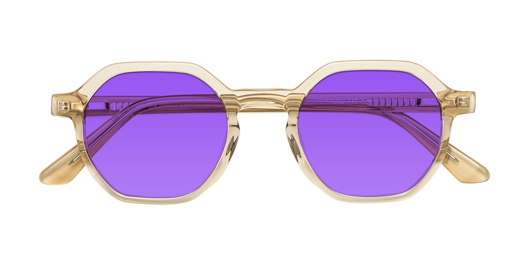 Folded Front of Lucian in Champagne with Purple Tinted Lenses