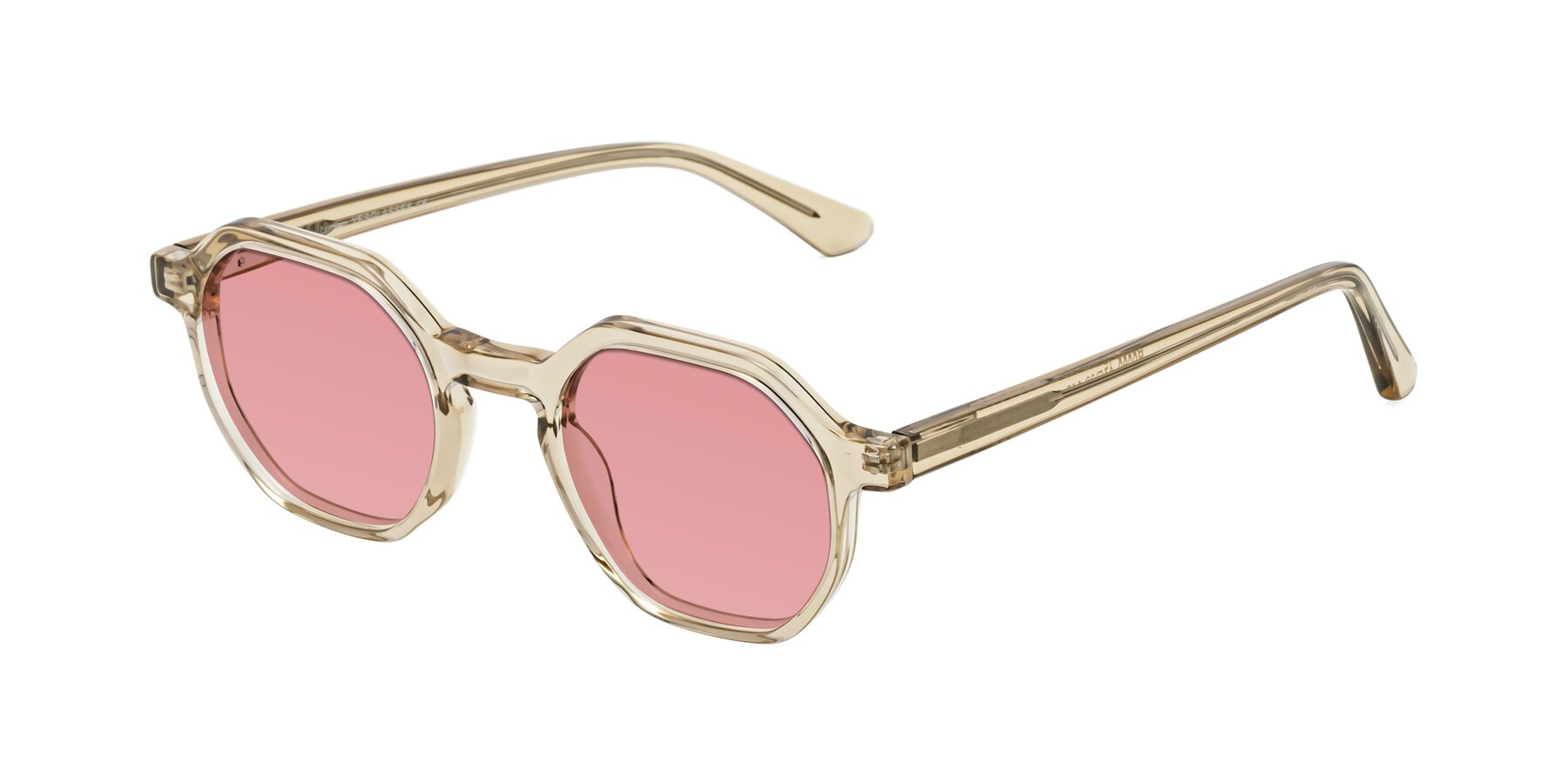 Angle of Lucian in Champagne with Medium Garnet Tinted Lenses