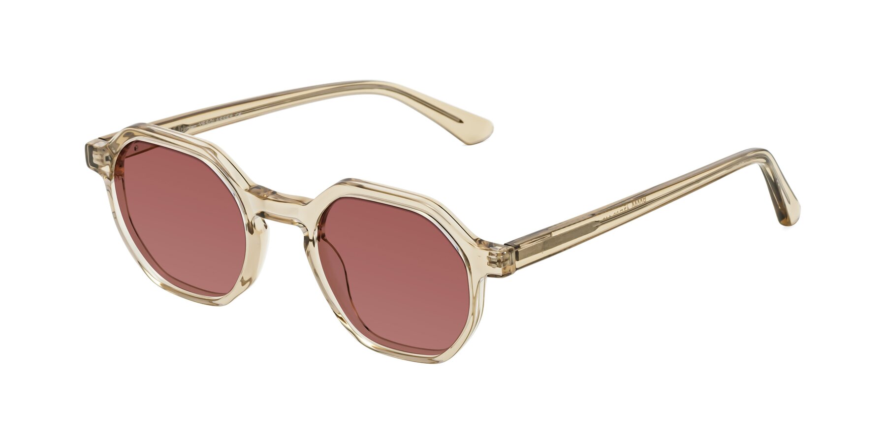 Angle of Lucian in Champagne with Garnet Tinted Lenses