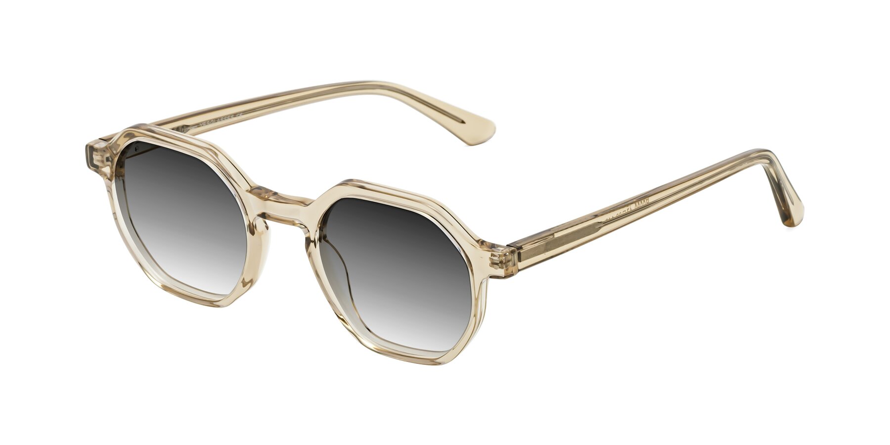 Angle of Lucian in Champagne with Gray Gradient Lenses