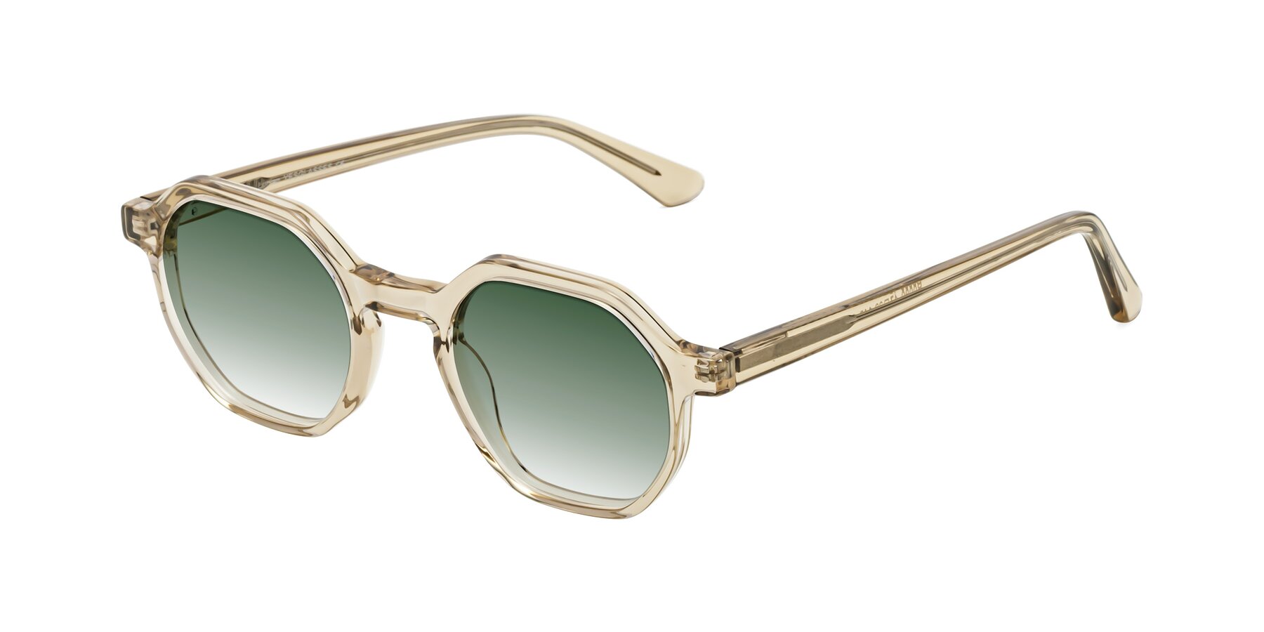 Angle of Lucian in Champagne with Green Gradient Lenses