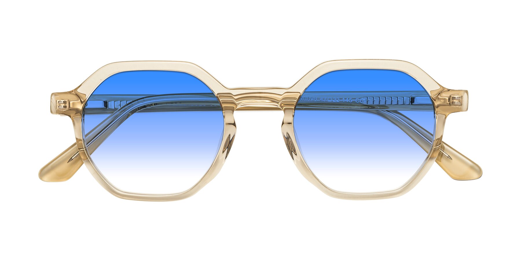 Folded Front of Lucian in Champagne with Blue Gradient Lenses