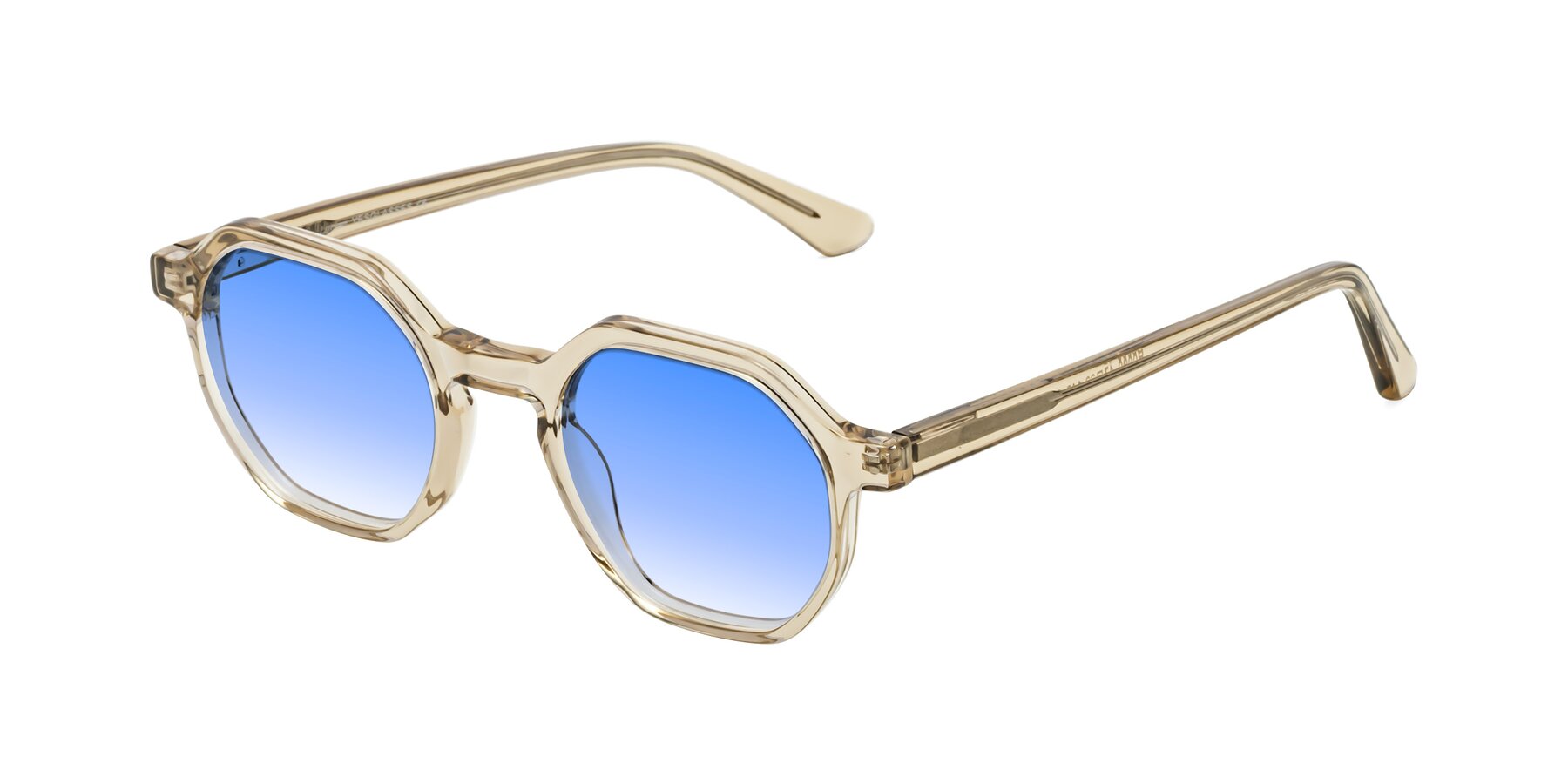 Angle of Lucian in Champagne with Blue Gradient Lenses