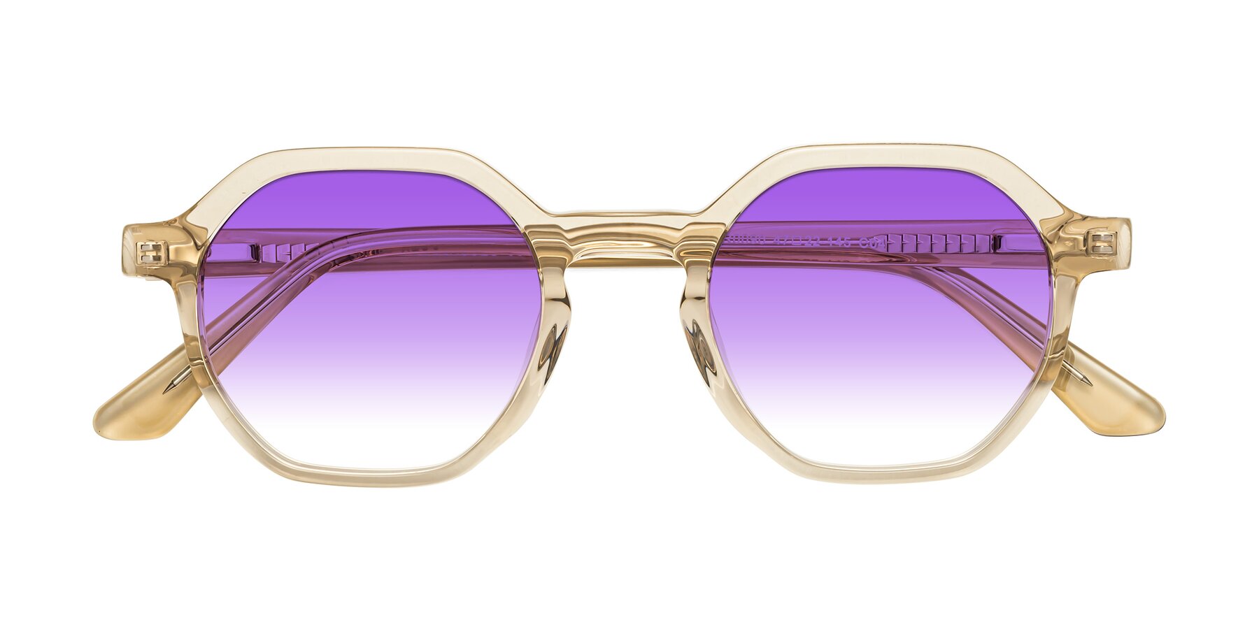 Folded Front of Lucian in Champagne with Purple Gradient Lenses