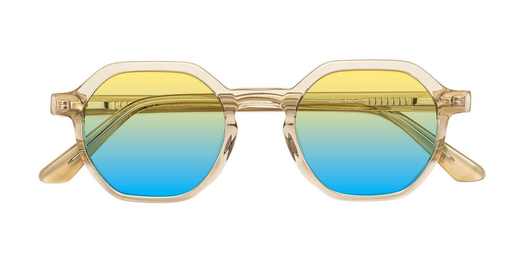 Folded Front of Lucian in Champagne with Yellow / Blue Gradient Lenses