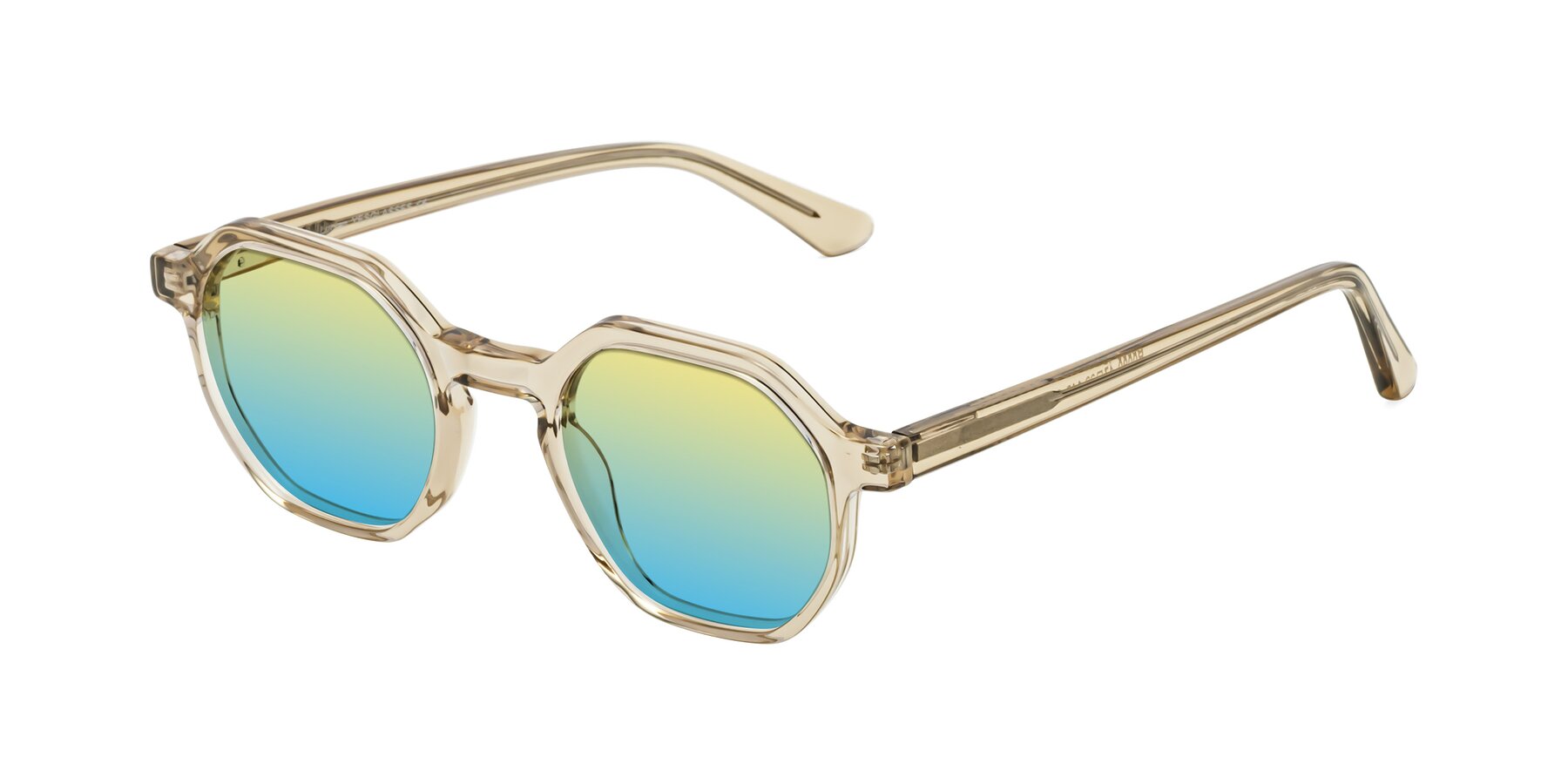 Angle of Lucian in Champagne with Yellow / Blue Gradient Lenses