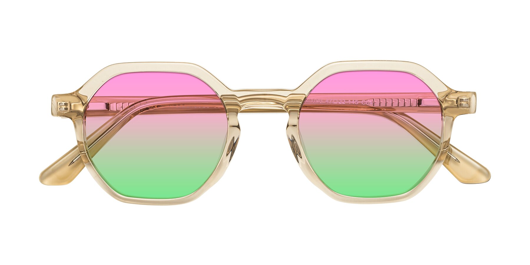Folded Front of Lucian in Champagne with Pink / Green Gradient Lenses