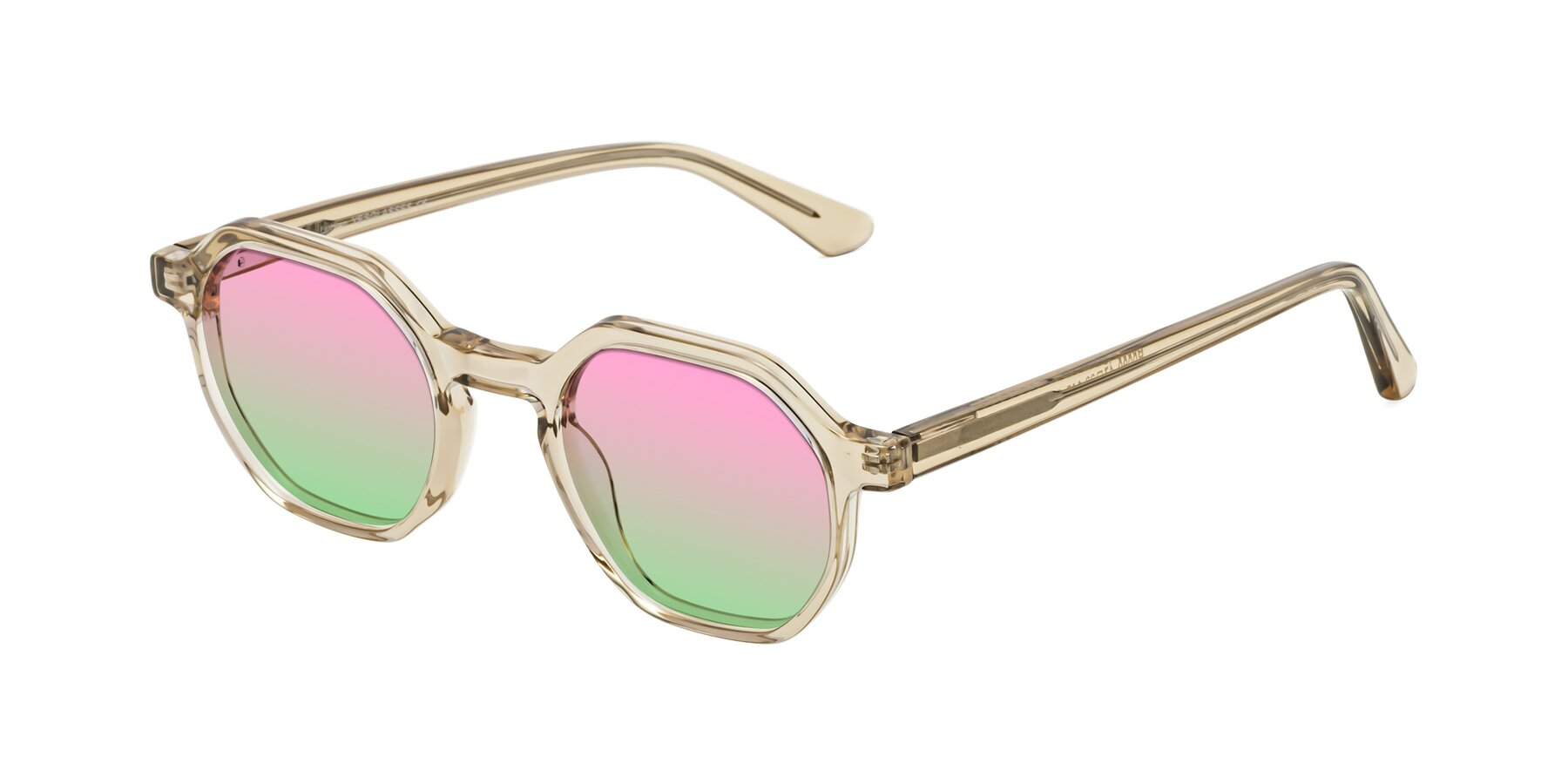 Angle of Lucian in Champagne with Pink / Green Gradient Lenses