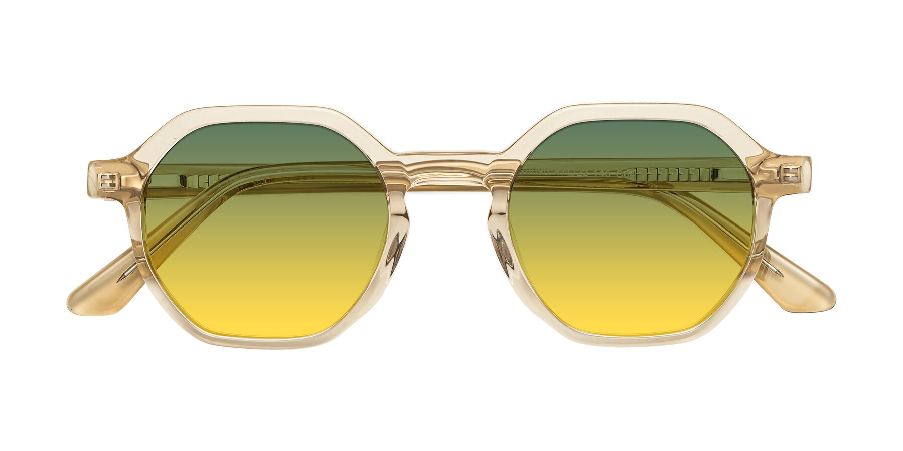 Folded Front of Lucian in Champagne with Green / Yellow Gradient Lenses