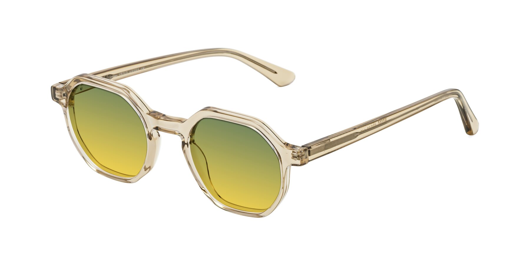 Angle of Lucian in Champagne with Green / Yellow Gradient Lenses