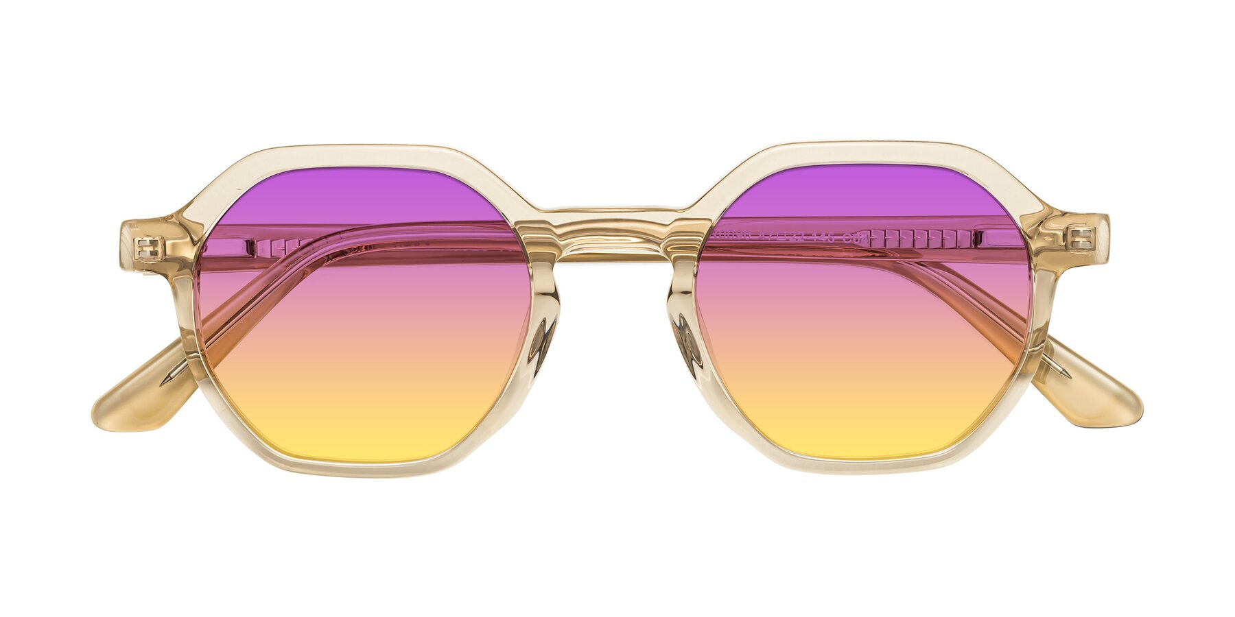 Folded Front of Lucian in Champagne with Purple / Yellow Gradient Lenses
