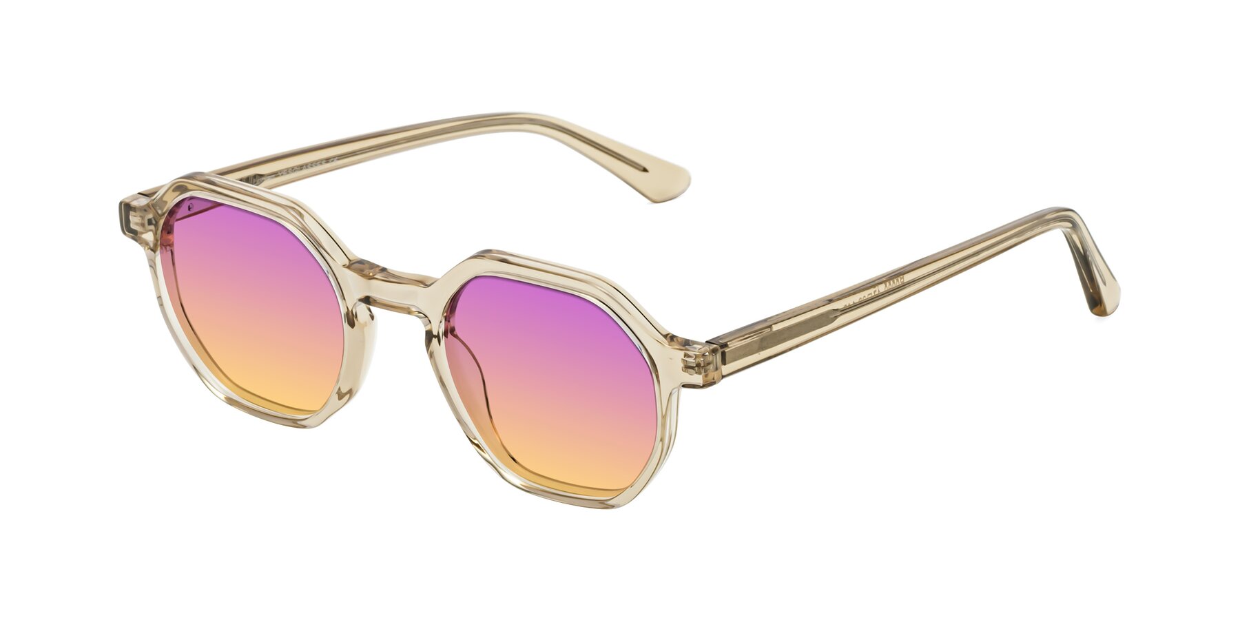 Angle of Lucian in Champagne with Purple / Yellow Gradient Lenses