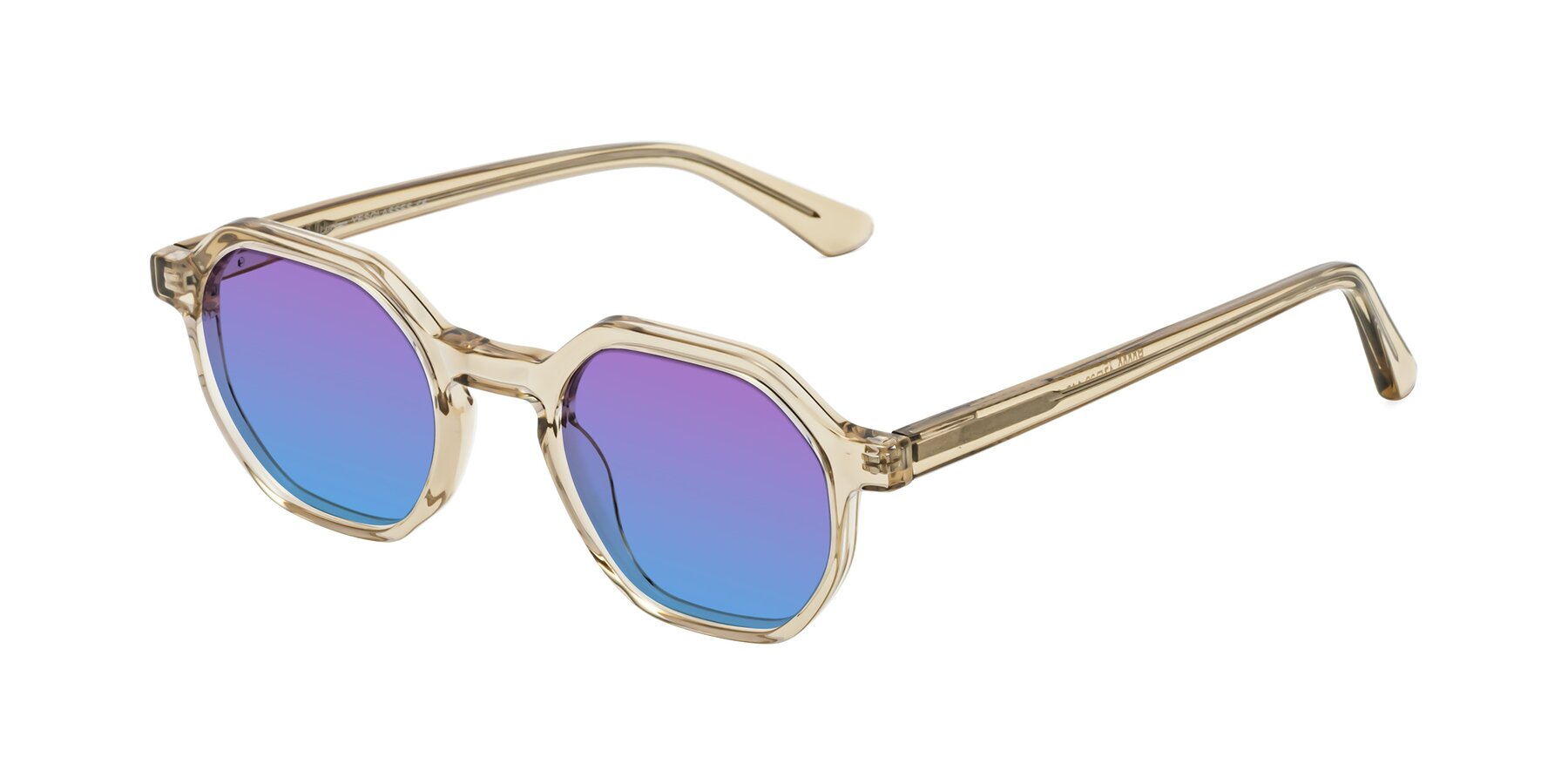 Angle of Lucian in Champagne with Purple / Blue Gradient Lenses