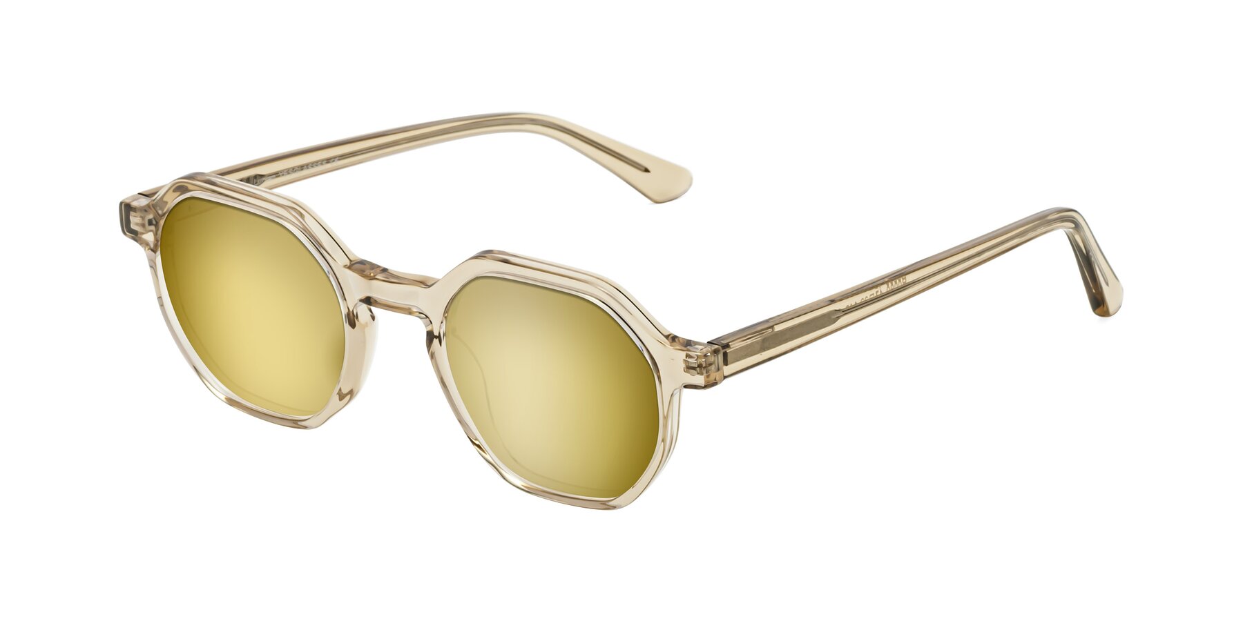 Angle of Lucian in Champagne with Gold Mirrored Lenses