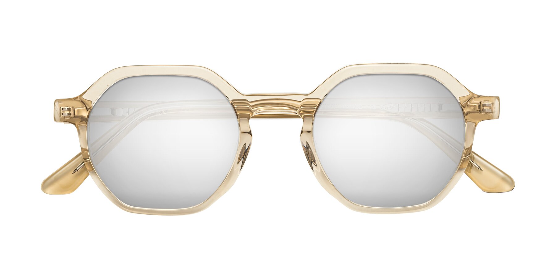 Folded Front of Lucian in Champagne with Silver Mirrored Lenses