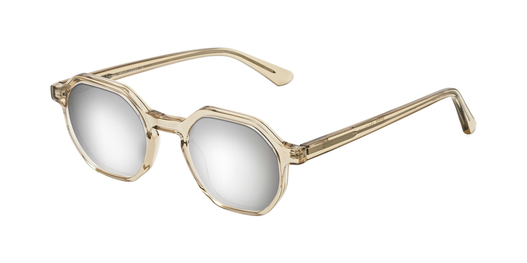 Angle of Lucian in Champagne with Silver Mirrored Lenses