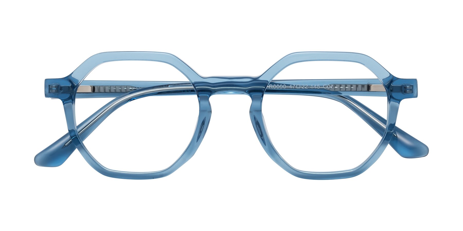 Folded Front of Lucian in Sky Blue with Clear Eyeglass Lenses