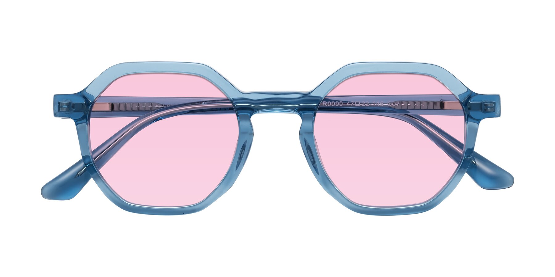 Folded Front of Lucian in Sky Blue with Light Pink Tinted Lenses