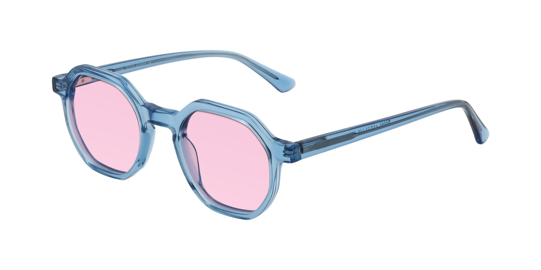 Angle of Lucian in Sky Blue with Light Pink Tinted Lenses