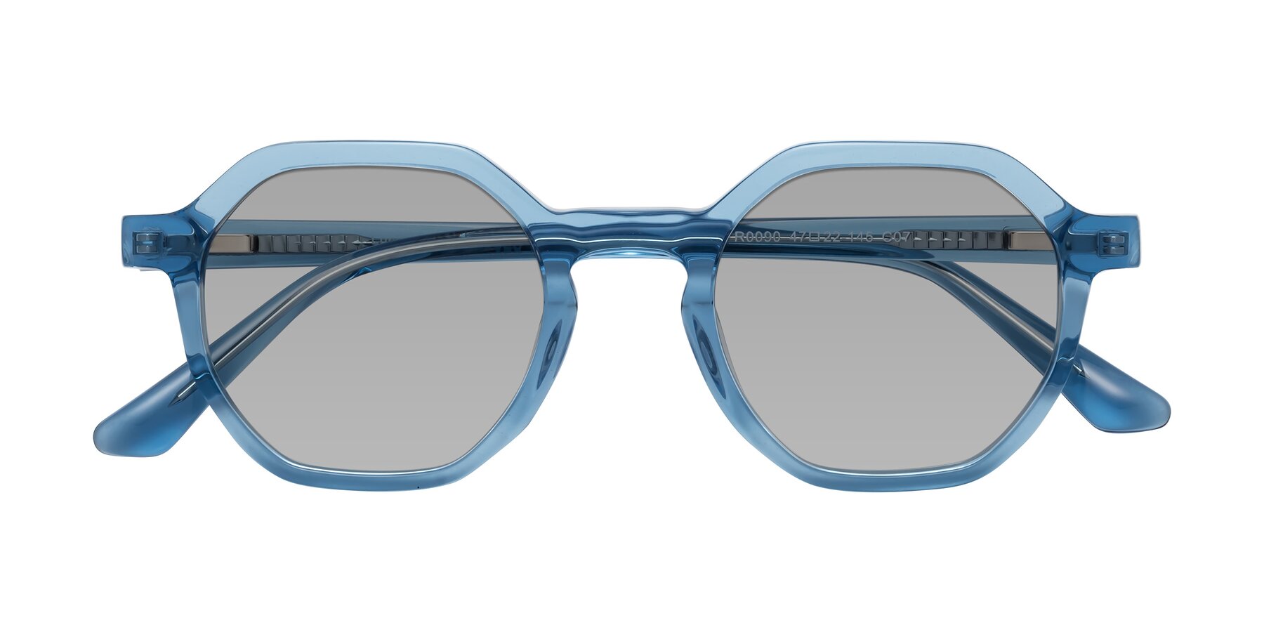 Folded Front of Lucian in Sky Blue with Light Gray Tinted Lenses