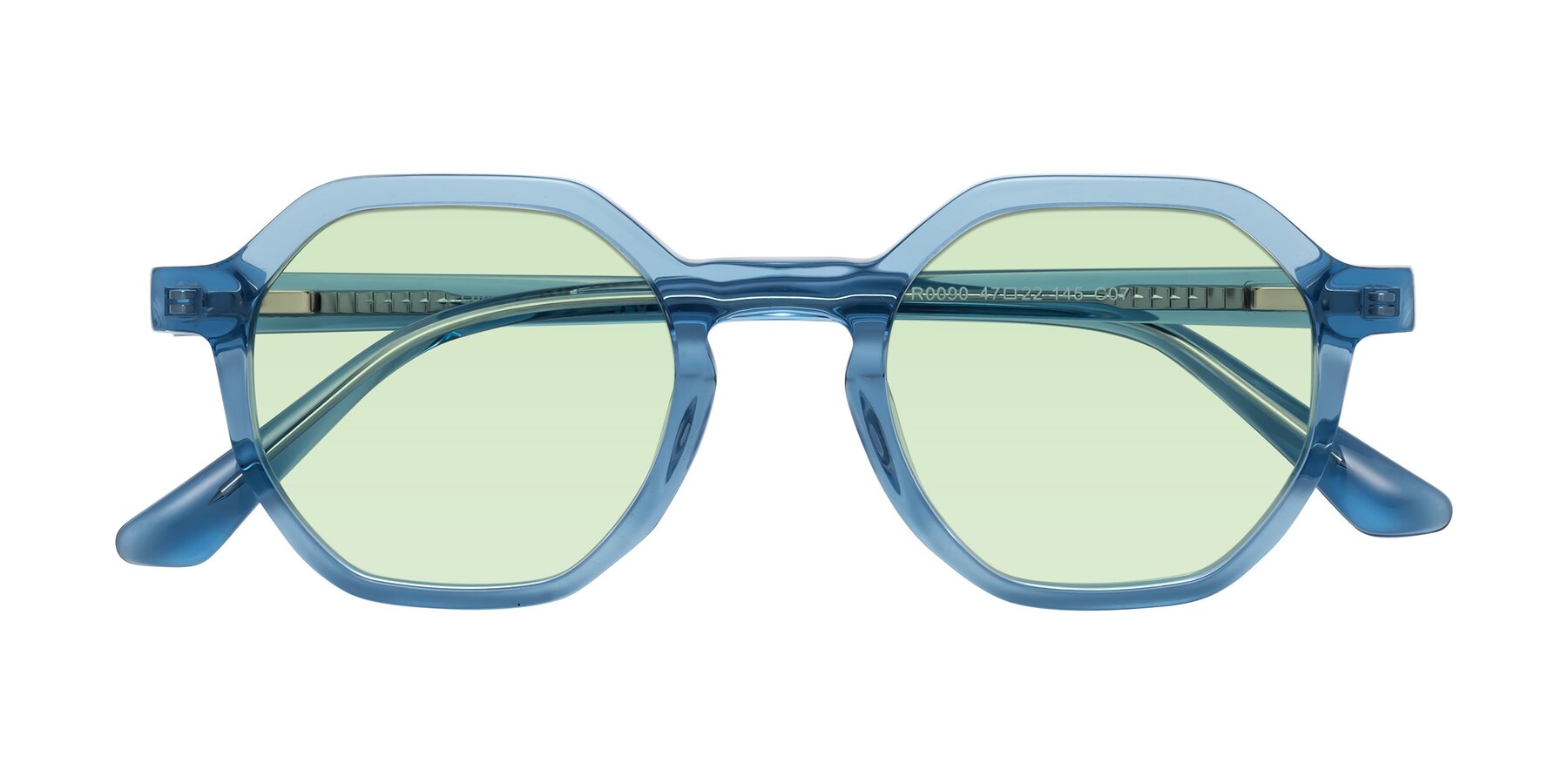 Folded Front of Lucian in Sky Blue with Light Green Tinted Lenses