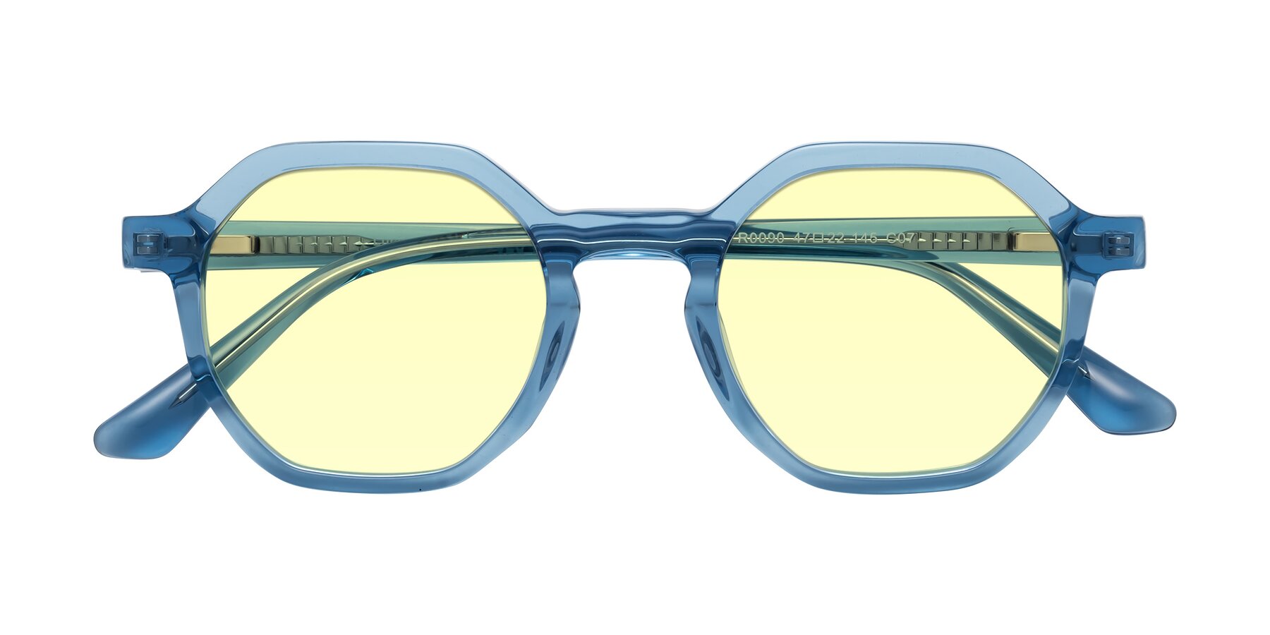 Folded Front of Lucian in Sky Blue with Light Yellow Tinted Lenses