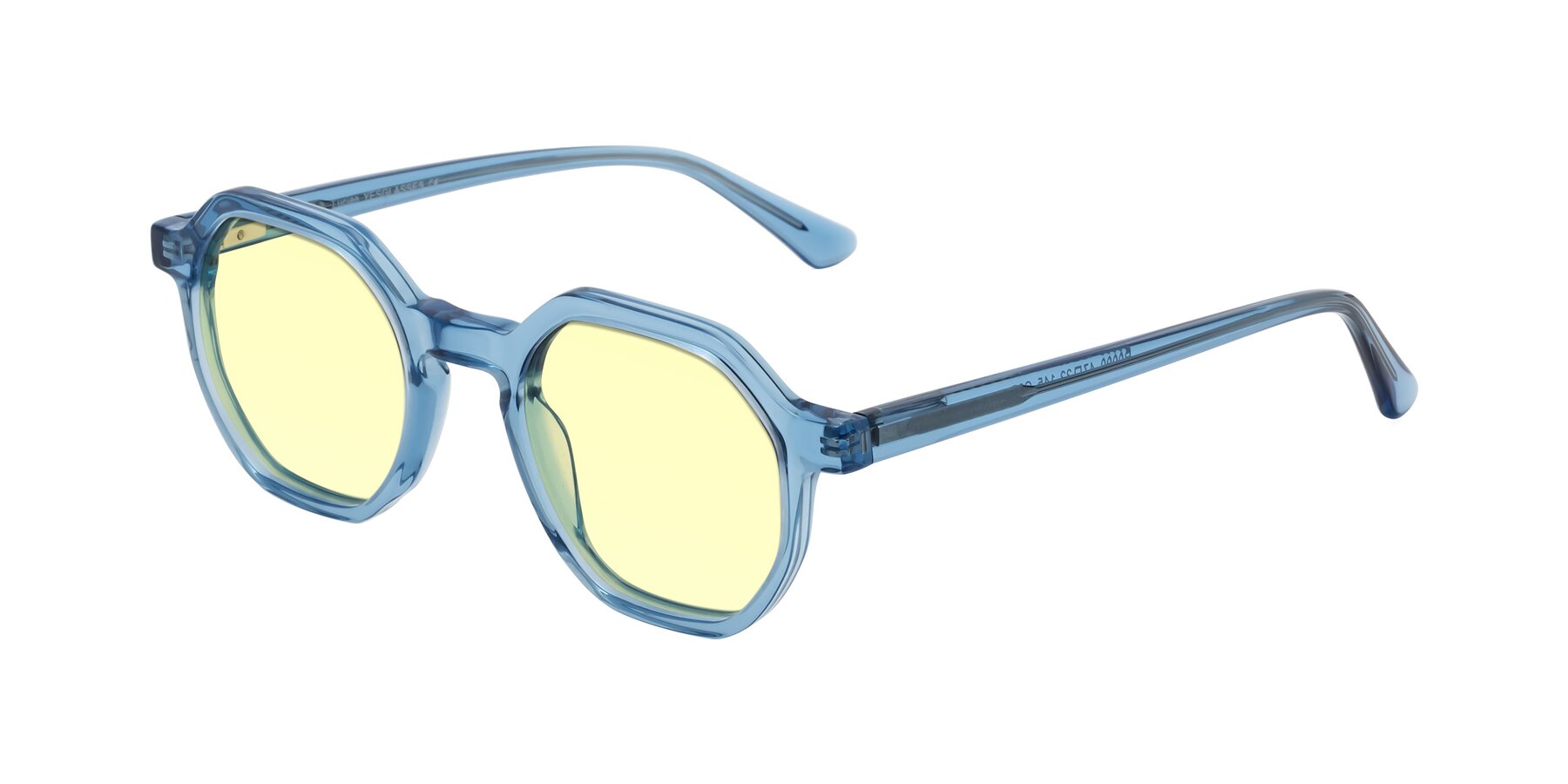 Angle of Lucian in Sky Blue with Light Yellow Tinted Lenses