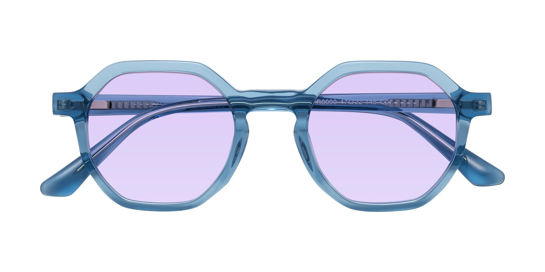 Folded Front of Lucian in Sky Blue with Light Purple Tinted Lenses