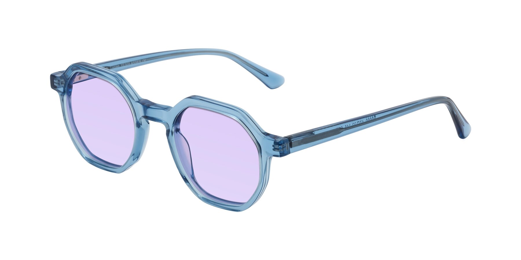 Angle of Lucian in Sky Blue with Light Purple Tinted Lenses