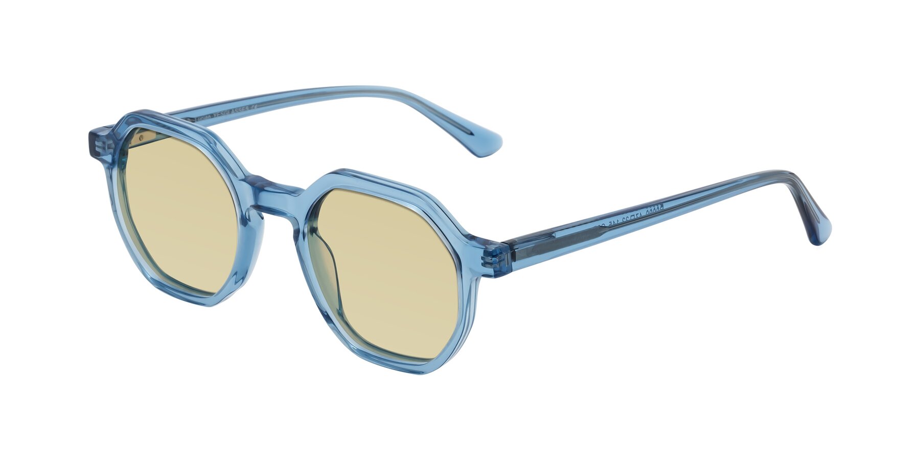 Angle of Lucian in Sky Blue with Light Champagne Tinted Lenses