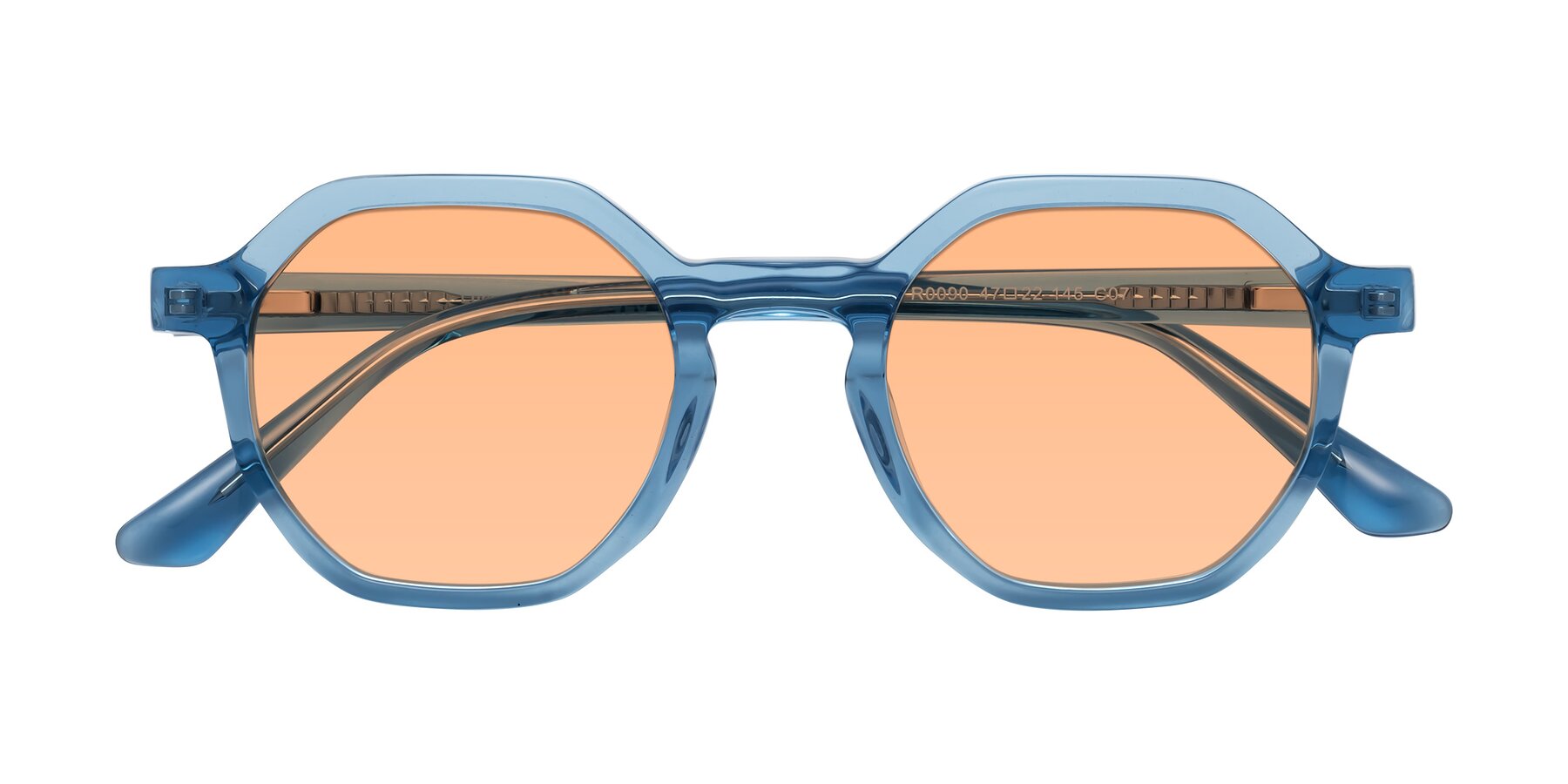 Folded Front of Lucian in Sky Blue with Light Orange Tinted Lenses